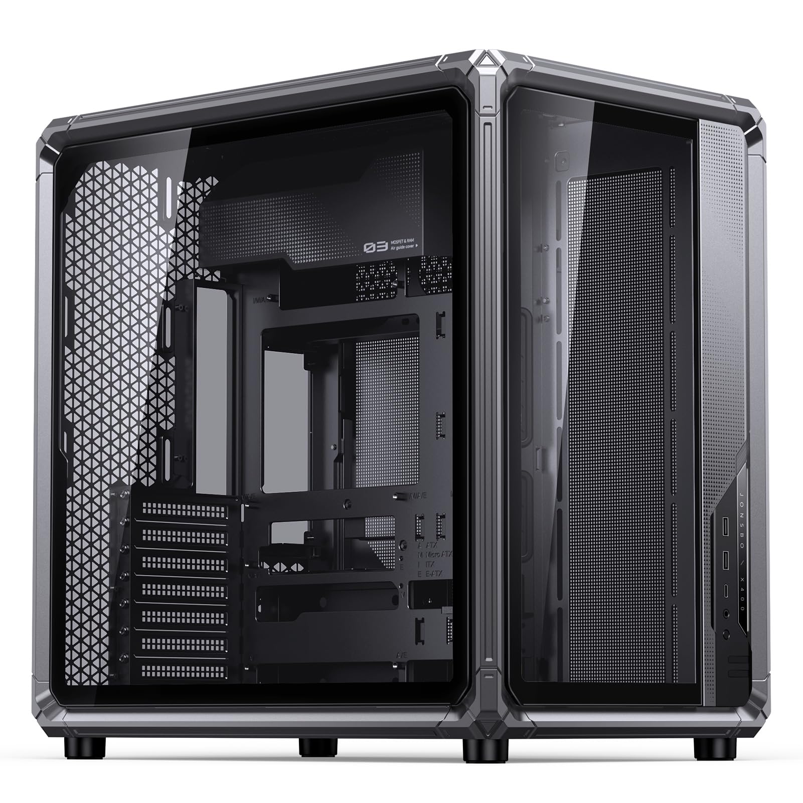 Amazon.co.jp: JONSBO X400 グレー ATX PCケース、背面接続
