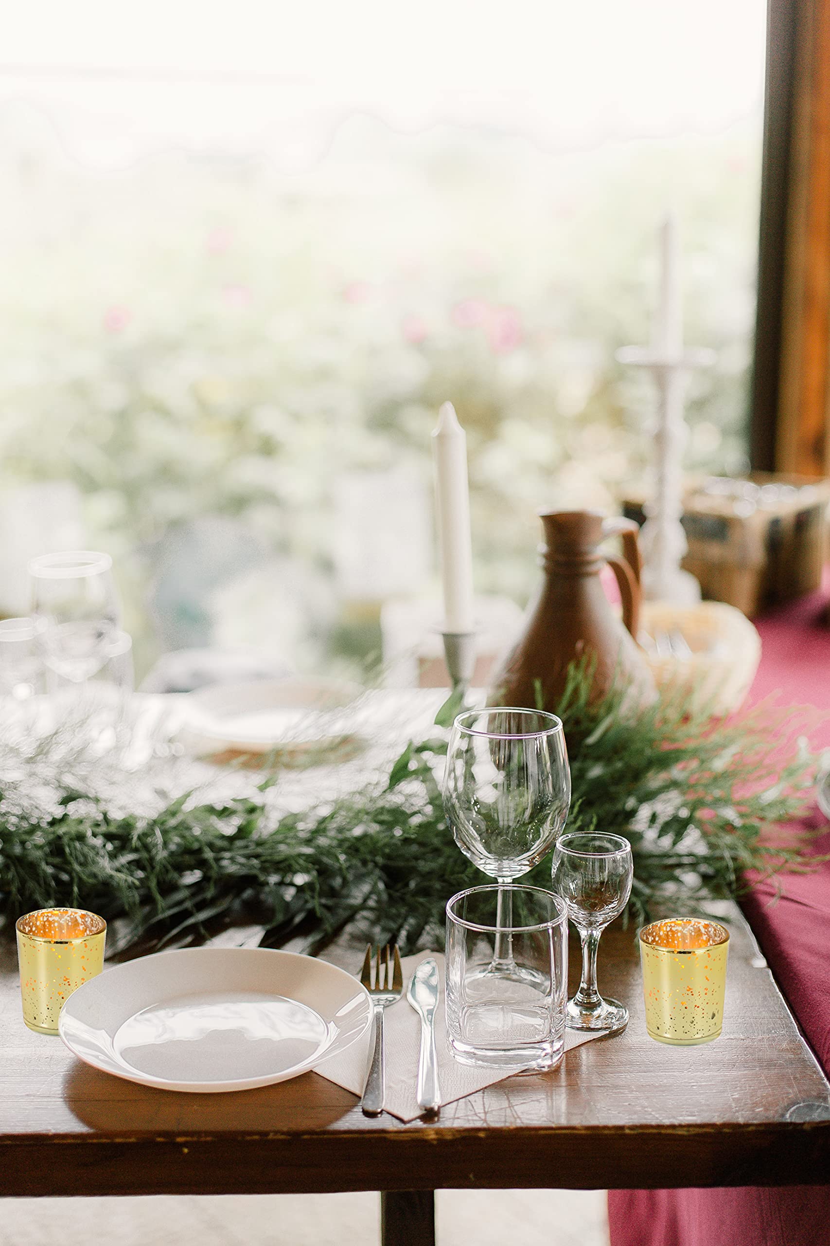 Set di 48 bicchieri da tè in oro macchiato, portacandele in vetro, portacandele votive, ideali per matrimoni, feste, decorazioni per la casa