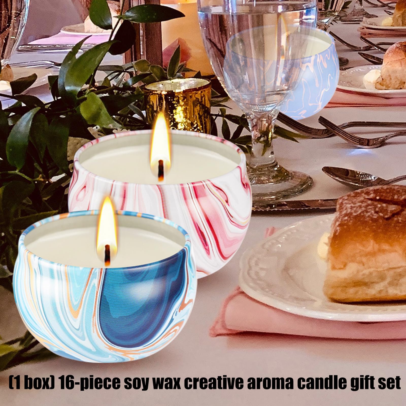 Juego de Regalo de Velas perfumadas Cumpleaños para hogar Aromaterapias Velas de Larga duración Ceras de Soja Velas 16 Piezas Juego de Regalo perfumado para Mujeres Aromaterapias
