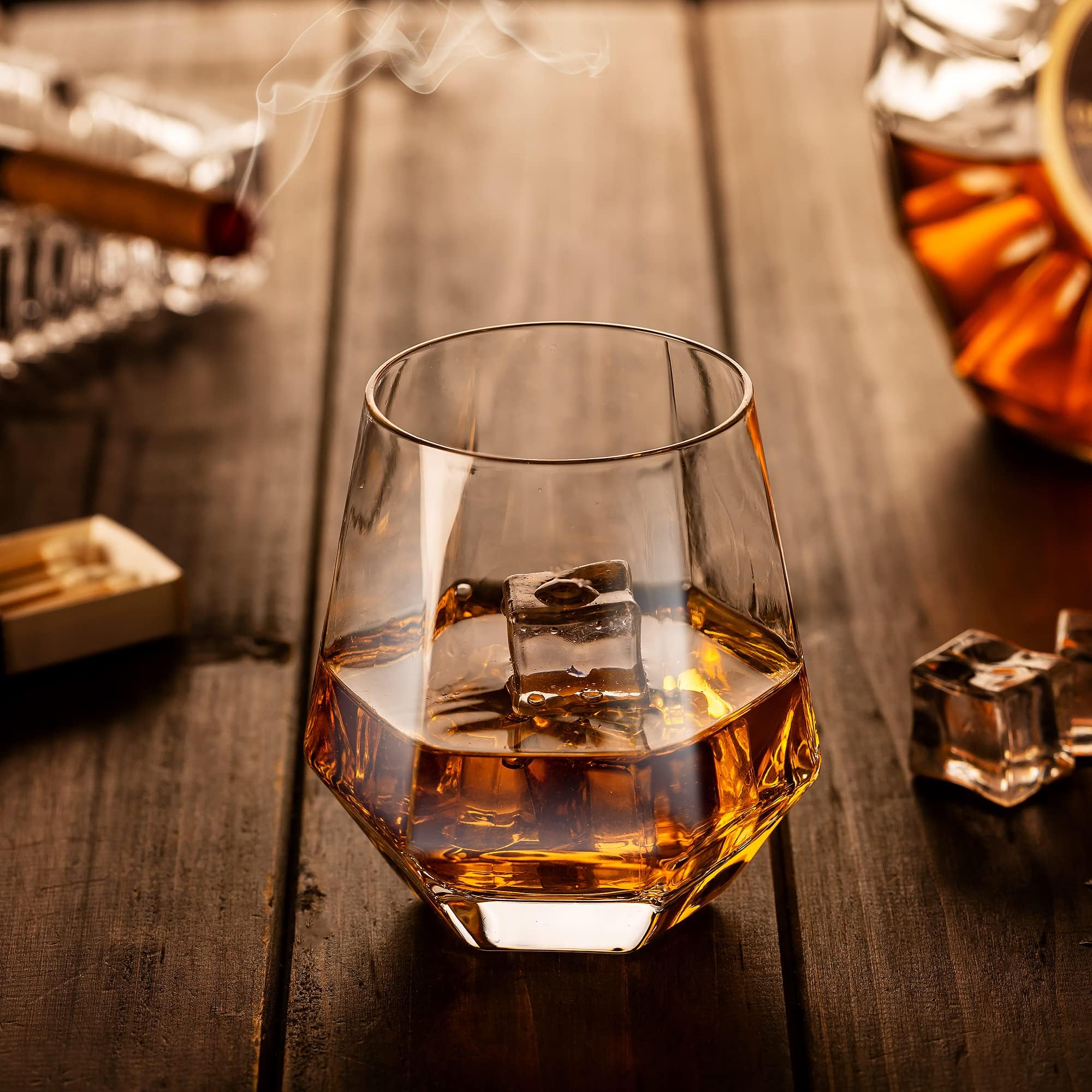ROCKFORD Italian Premium Whiskey Glasses Set of 2, 300ML, Transparent, Old Fashioned Barware Tumbler for Scotch, Vodka, Bourbon, Liquor, Cocktail, Square Crystal Glass for Stylish Drink Presentation — Amazon image 30