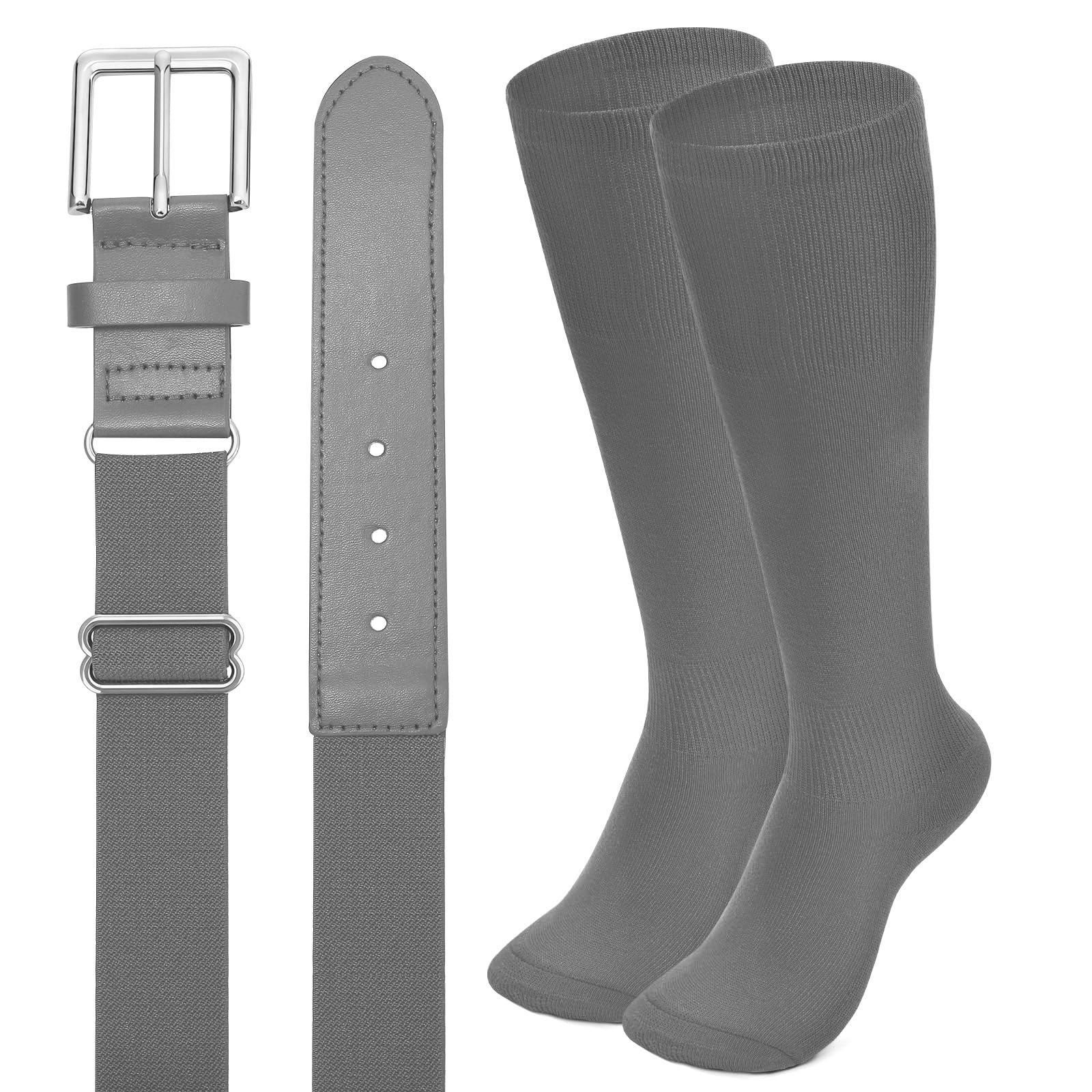XZQTIVE Baseball Softball Socks and Baseball Softball Belt Combo Set Knee-High Soccer Socks for Kids Youth Adult