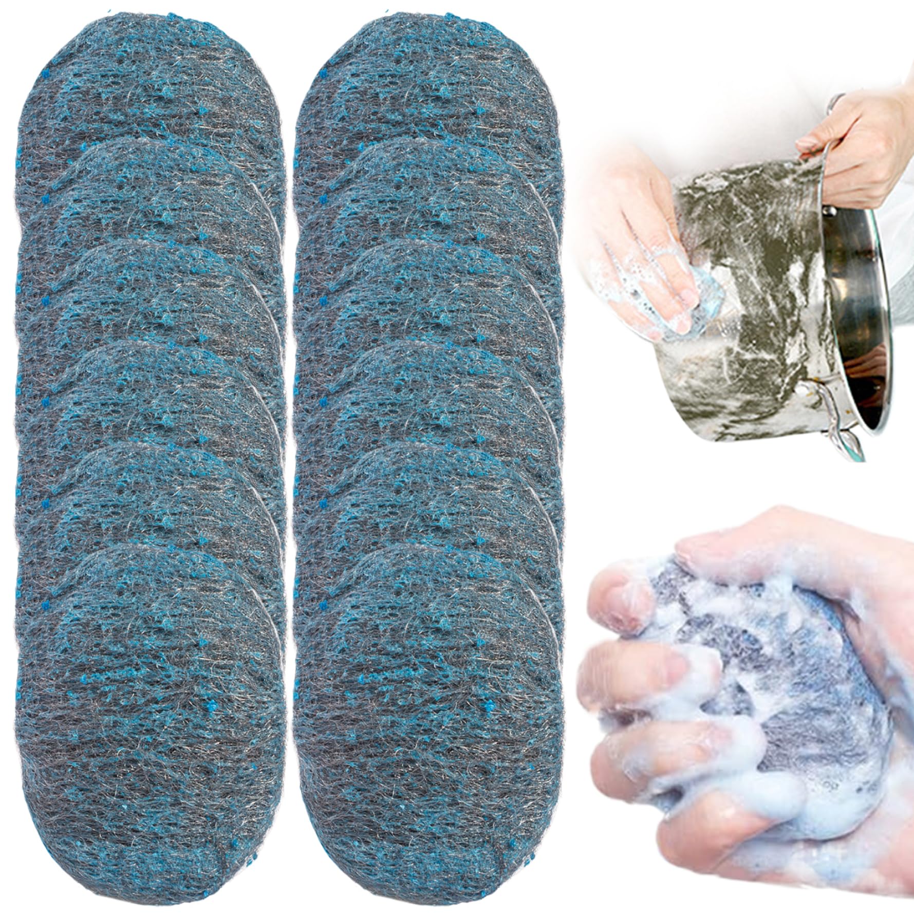 12Pcs Steel Wool Scrubber Reusable Steel Wool Pads Absorbent Pre-Soaped Scouring Pad for Household Cleaning Kitchen Dishes Pots Pans and Ovens