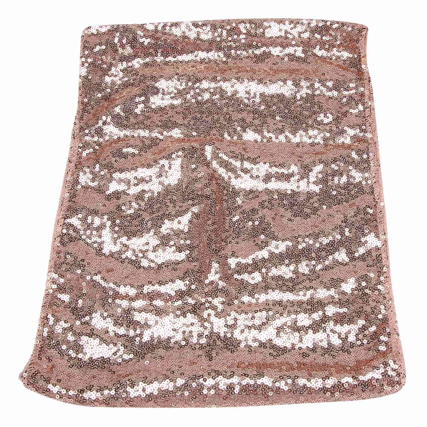 CTRLZS Rectangle Sequin Tablecloth Banquet Table Runner Wedding Reception Party Decor, 1 Rose Gold