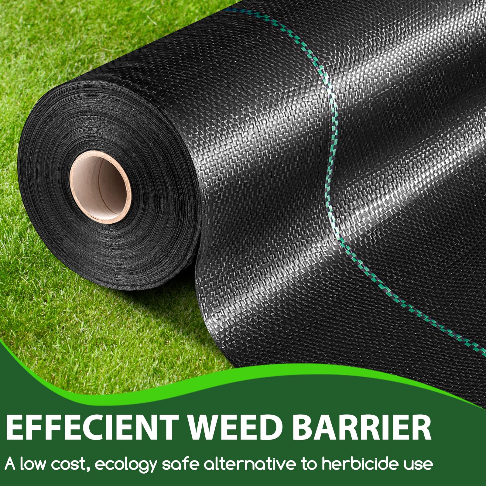 Winisok Weed Barrier Landscape Fabric Heavy Duty, 6FT x 300FT Thicken Garden Fabric Weed Mats, Durable Weeds Control Mulch Breathable Weed Cloth for Landscaping Weed Blocker Garden Bed Cover