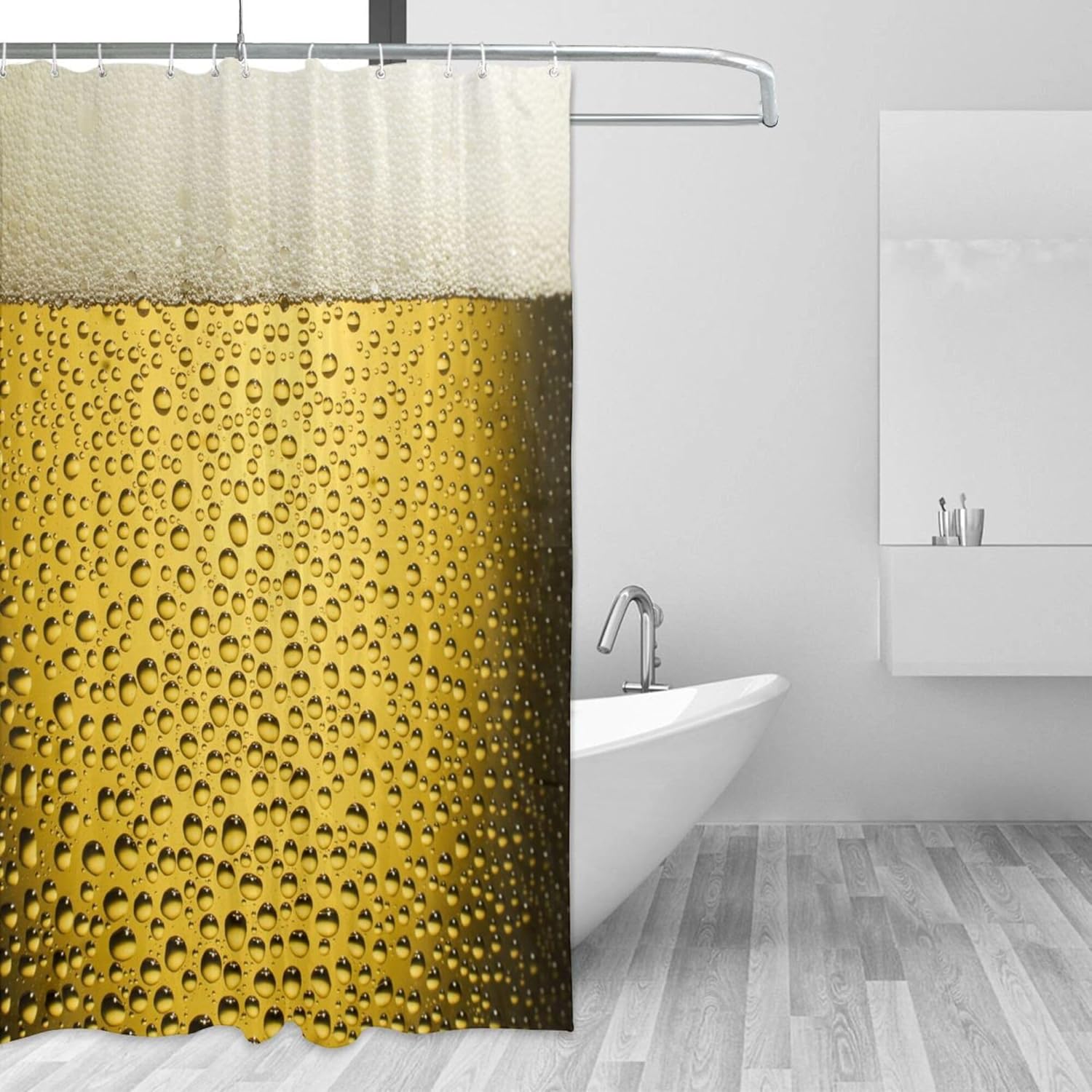 Fashion Shower Curtain Beer Cup Art with Bubbles and Droplets Gifts for Beer Lover Polyester Bathroom Decor 72 x 72 Inch