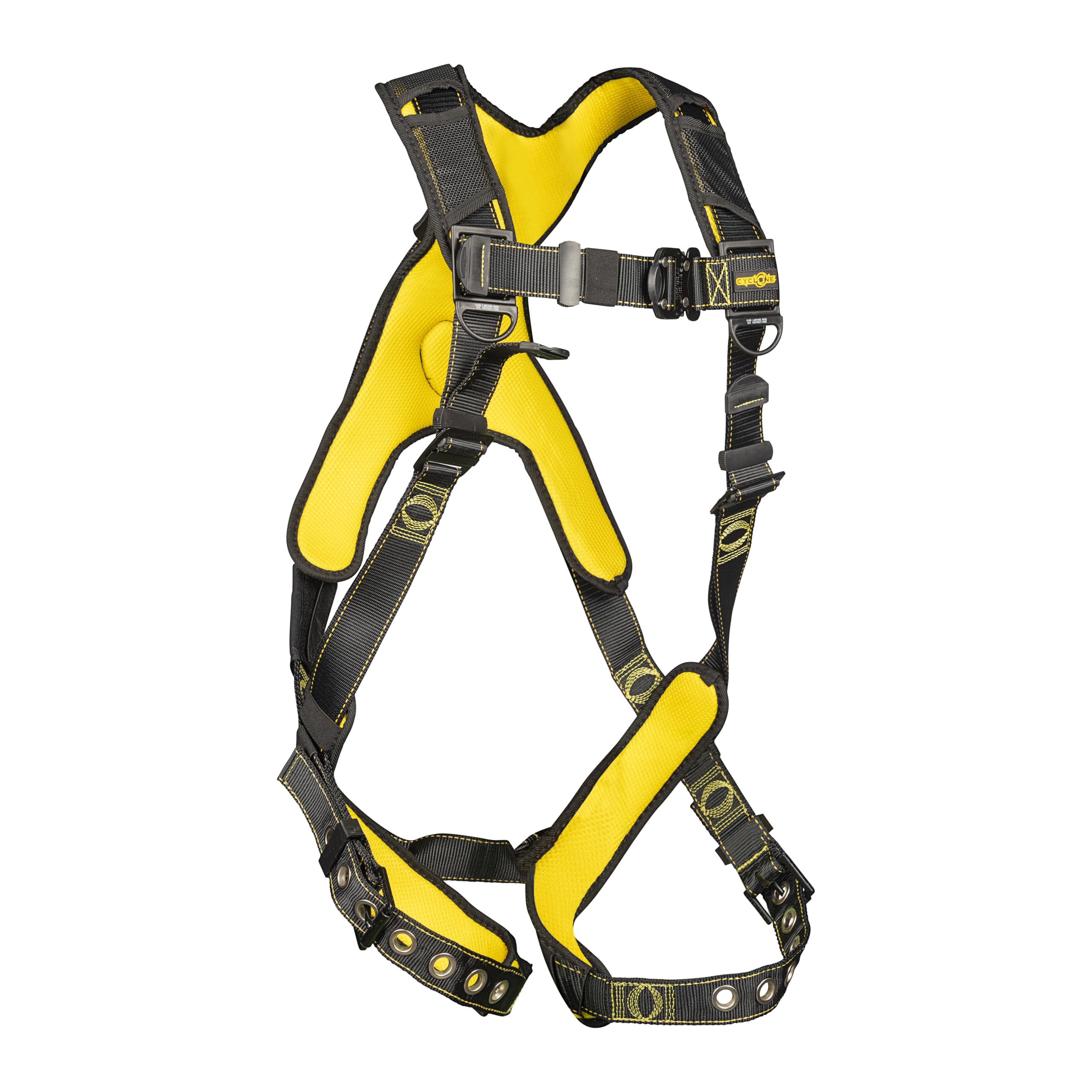 Guardian 21043 Cyclone Construction Harness with Comfort Shoulder Padding | OSHA &amp; ANSI Compliant | Black/Yellow | XL