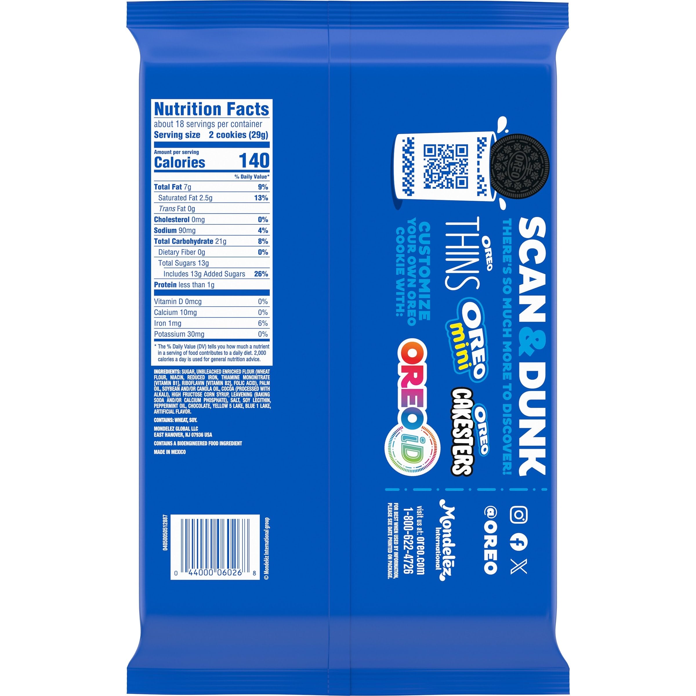 OREO Biscotti sandwich al cioccolato con crema alla menta, formato famiglia, 530 g