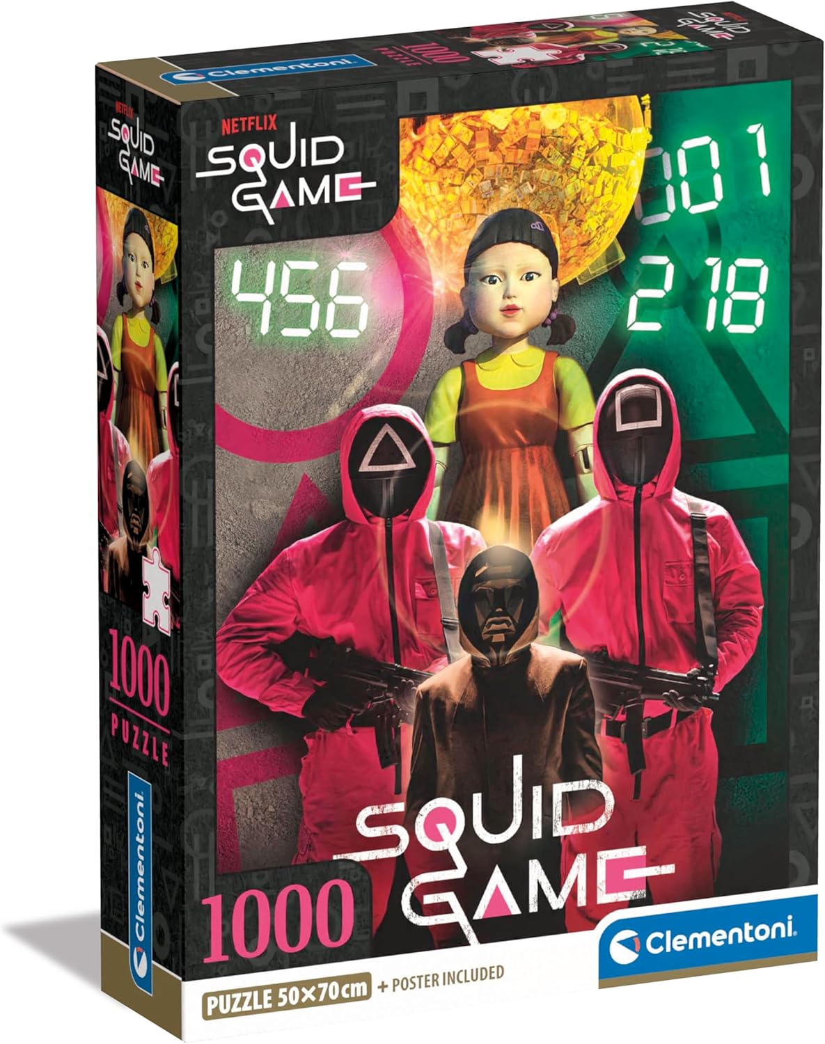 Clementoni - Squid Game Game-1000 Pieces, Poster Included, Netflix Puzzle, TV Series, Fun for Adults, Made in Italy, 39859, Multicoloured