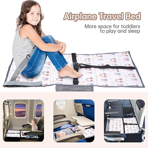 Miniatura 2 de Cama de avión para niños pequeños, extensor de asiento de avión para niños, cama portátil para niños pequeños, artículos esenciales de viaje en