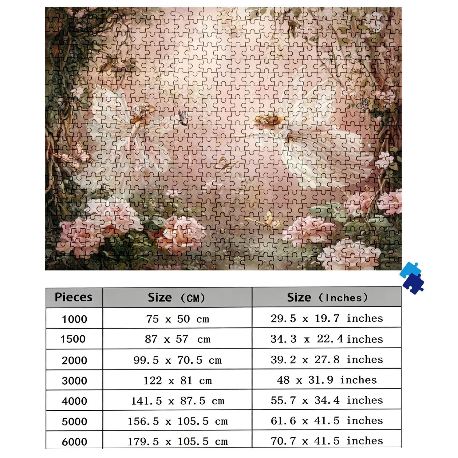 Puzzle 4000 elementów, drewniane puzzle dla dorosłych, różowe anioły, Impossible, klasyczne puzzle 141,5 x 87,5 cm, gra rodzinna, redukcja stresu, gra myśląca, dla miłośników puzzli, w0-185