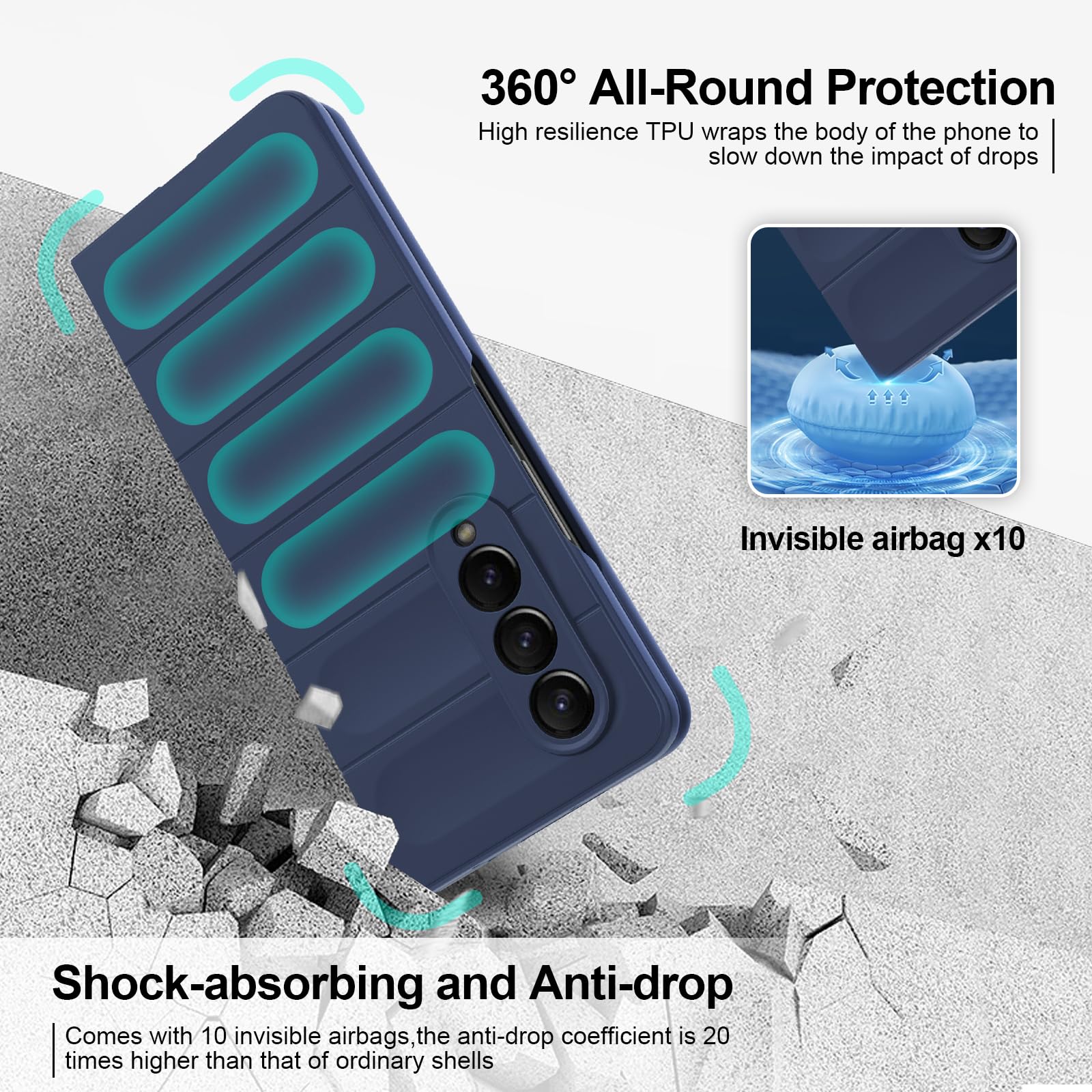 Case for Samsung Galaxy Z Fold 4, Hard PC Slim Fit Bumper Case, Anti-Scratch Shockproof Protective Phone Cover, Blue — view 2