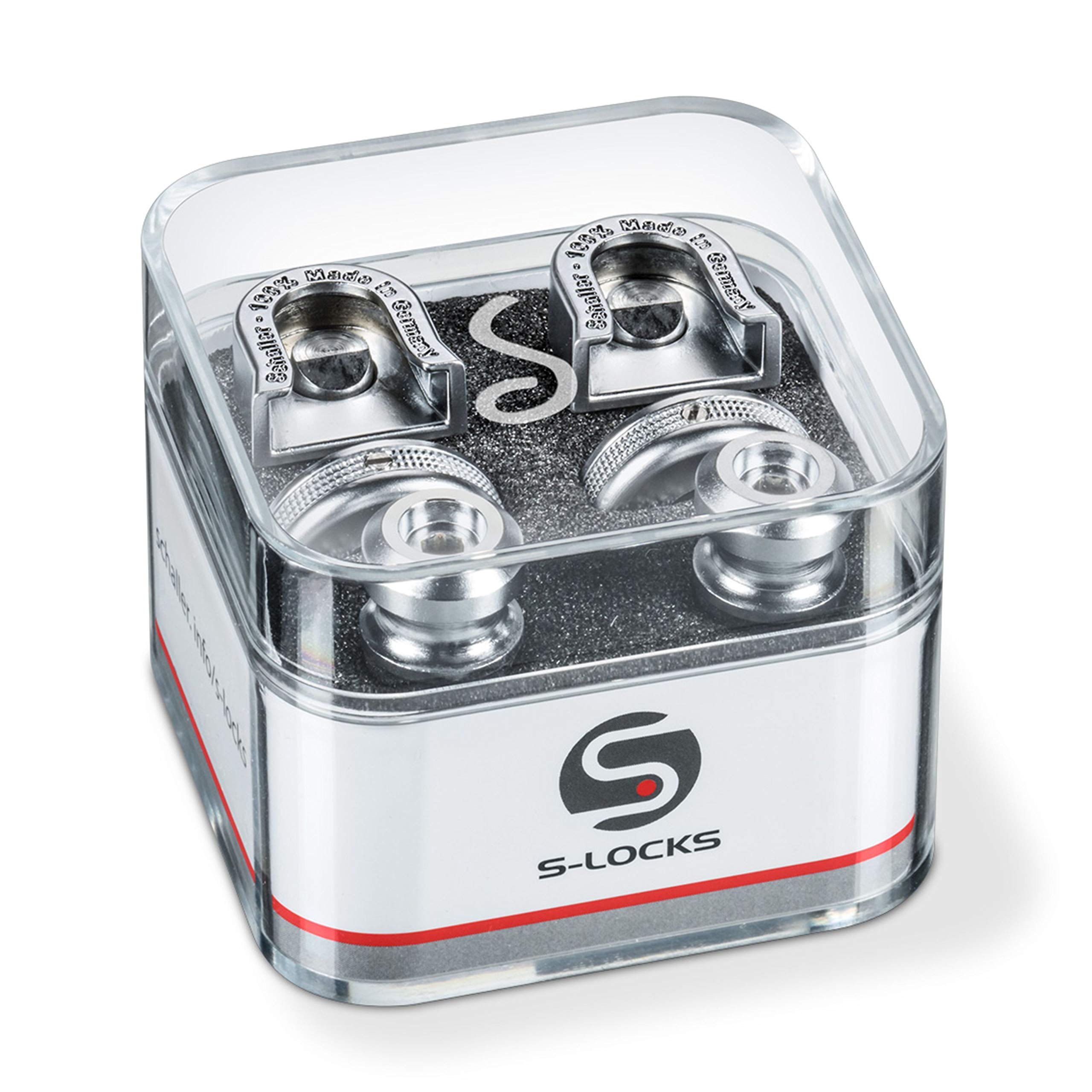 Schaller SC570252 Security Strap Locks - Satin Chrome 1 Pair (2 Pieces)