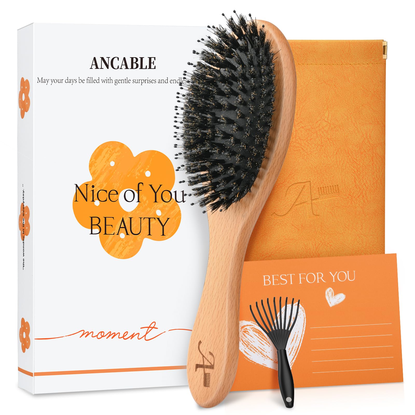 Save 38% on Ancable Boar Bristle Hair Brush Gift Set - Image 1