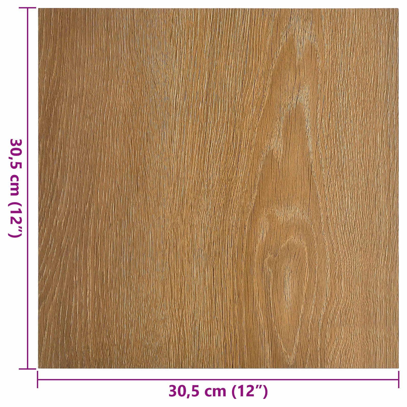 Samoprzylepne deski podłogowe z PCW brązowe, zestaw 55 sztuk, 30,5 x 30,5 cm, każda płyta na 5,11 m², do wnętrz, szybka renowacja o gładkiej powierzchni