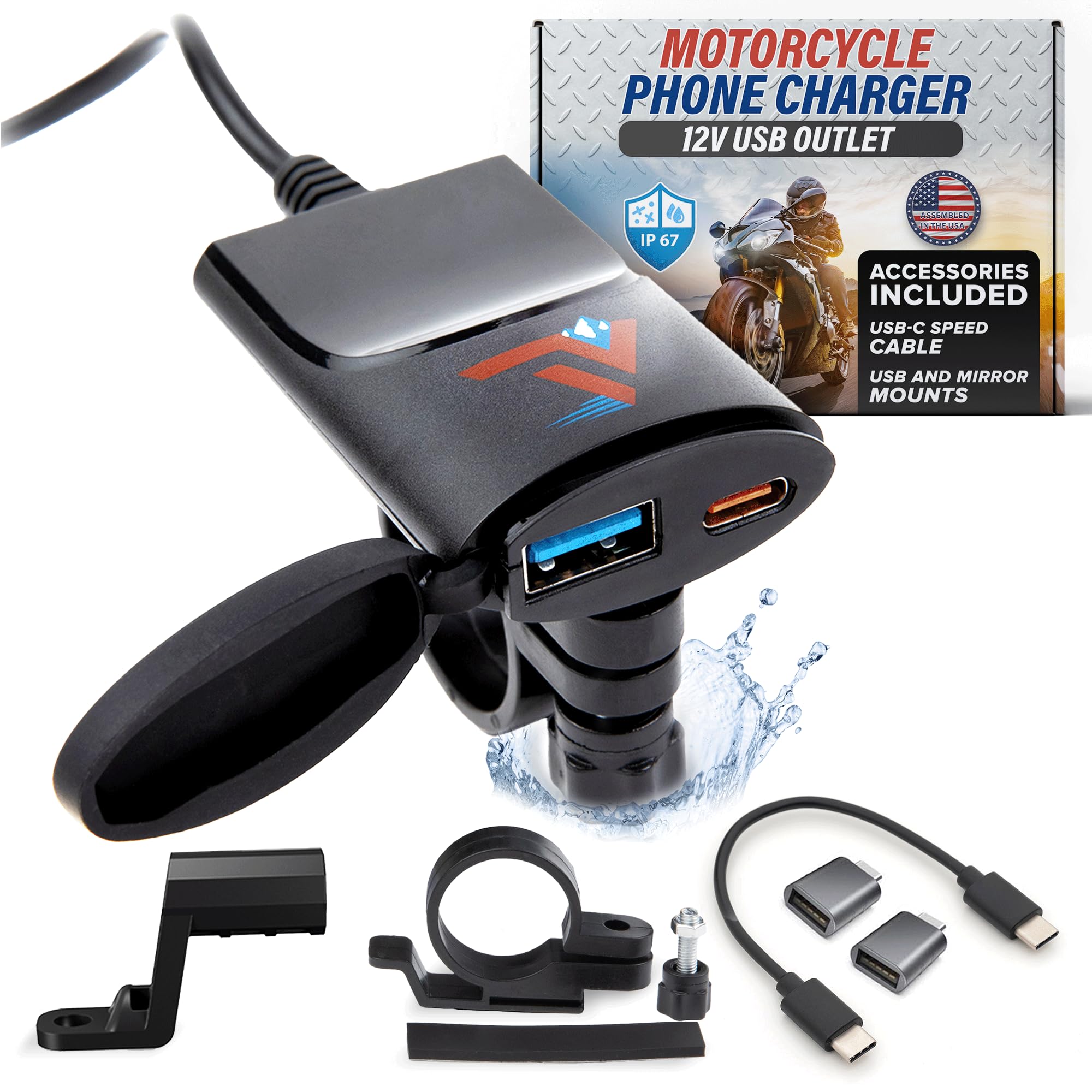 Chargeur Moto Waterproof 48W USB C - Charge Rapide SAE Vers USB Pour Téléphone GPS Sur Guidon