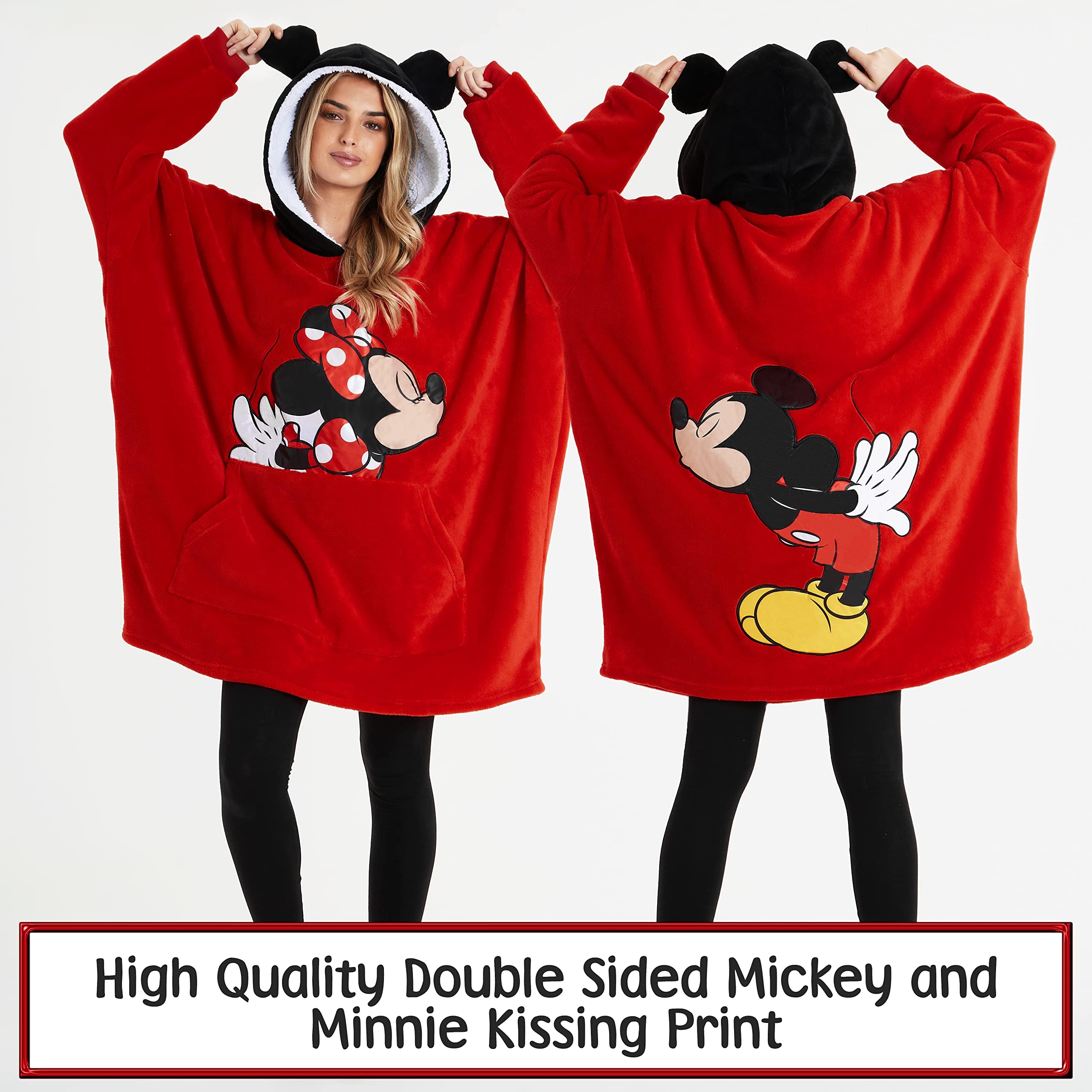 Disney Felpa Donna con Cappuccio, Oversize Blanket Hoodie Calda di Pile Minnie e Mickey