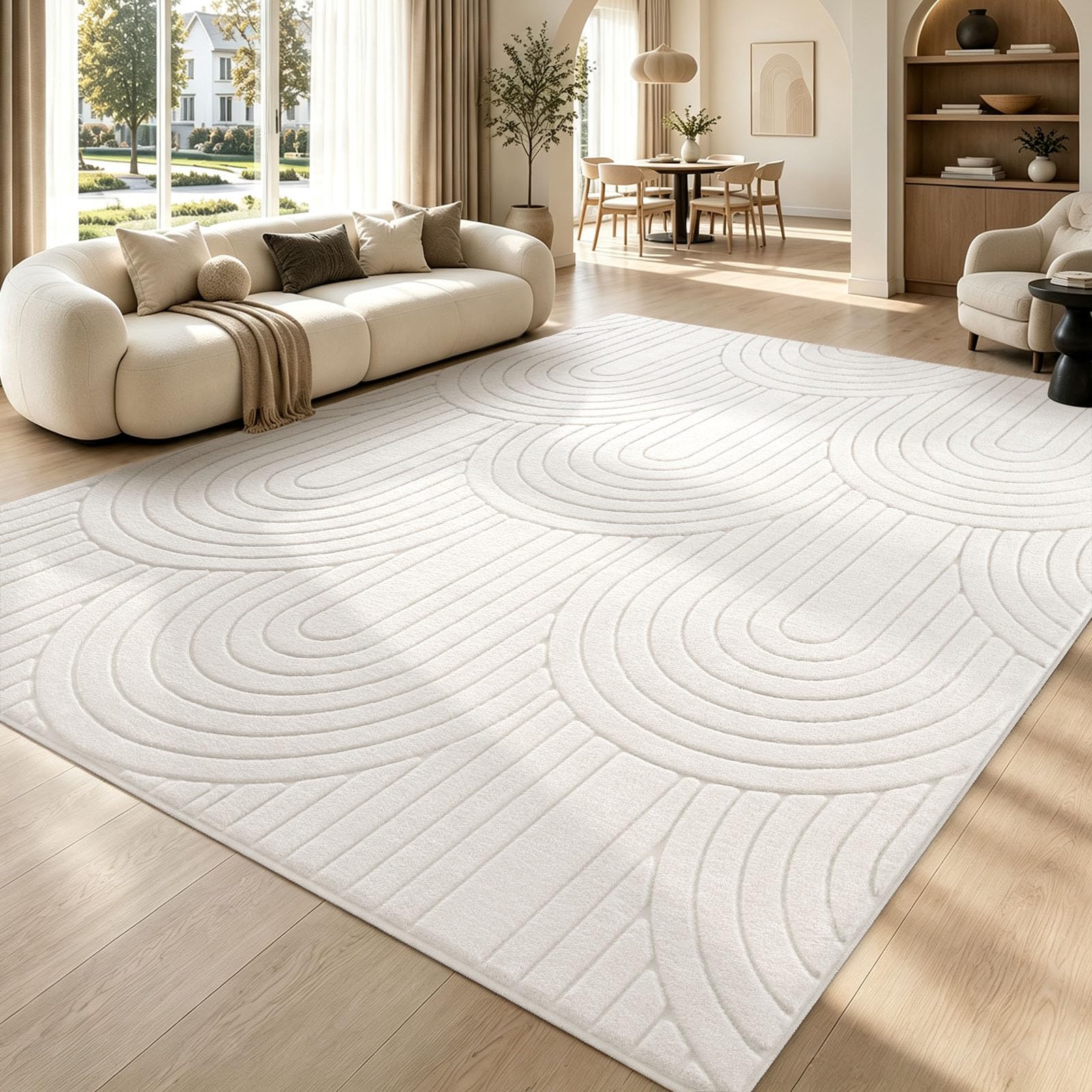 Sour Lemon Washable Rugs For Living Room,140x200cm Cream Rugs for Bedroom