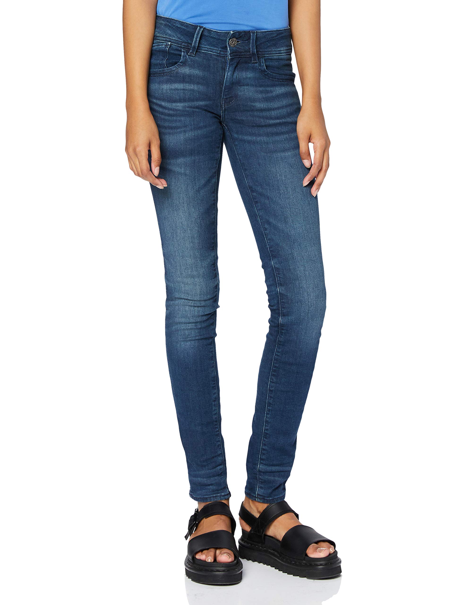 womens medium aged 6131-071 Lynn Mid Skinny Slander Blue Super Stretch Medium Aged Jean