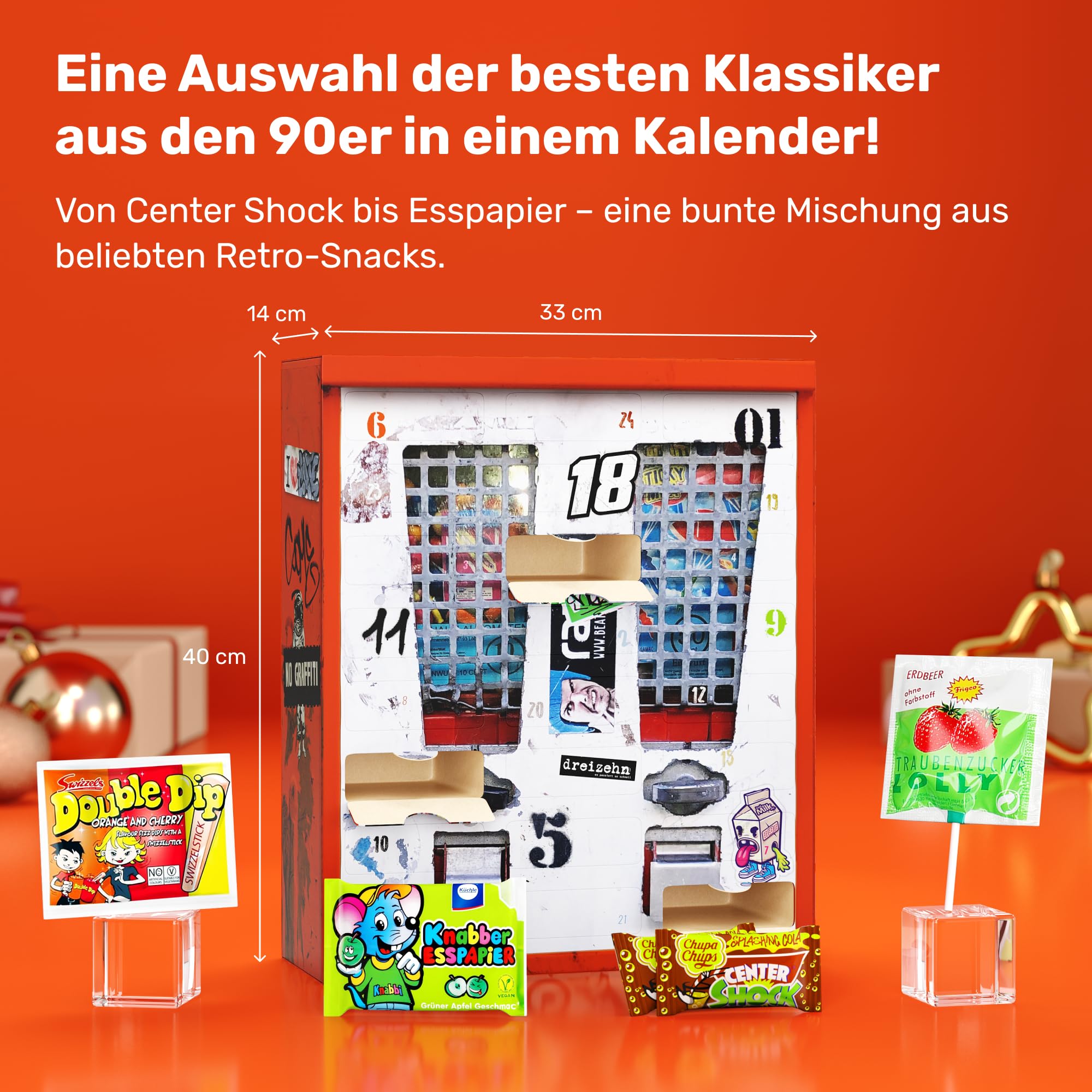 UMBRELLA® Nostalgie Adventskalender Süßigkeiten 2025 – 24x Retro Vintage Süßigkeiten aus den 80ern 90ern 2000ern
