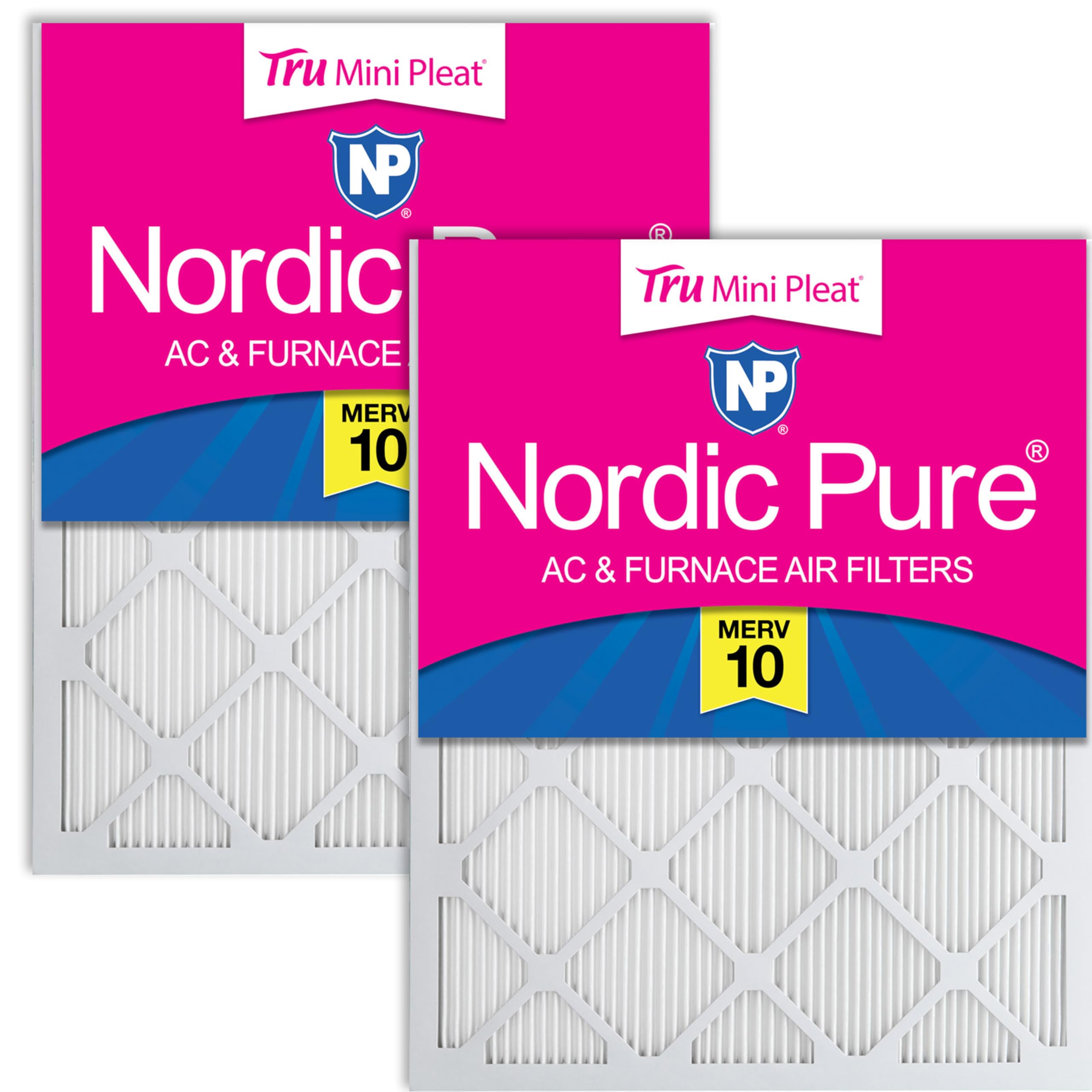 Nordic Pure 10x20x1 Tru Mini Pleat MERV 10 AC Furnace Air Filters 2 Pack