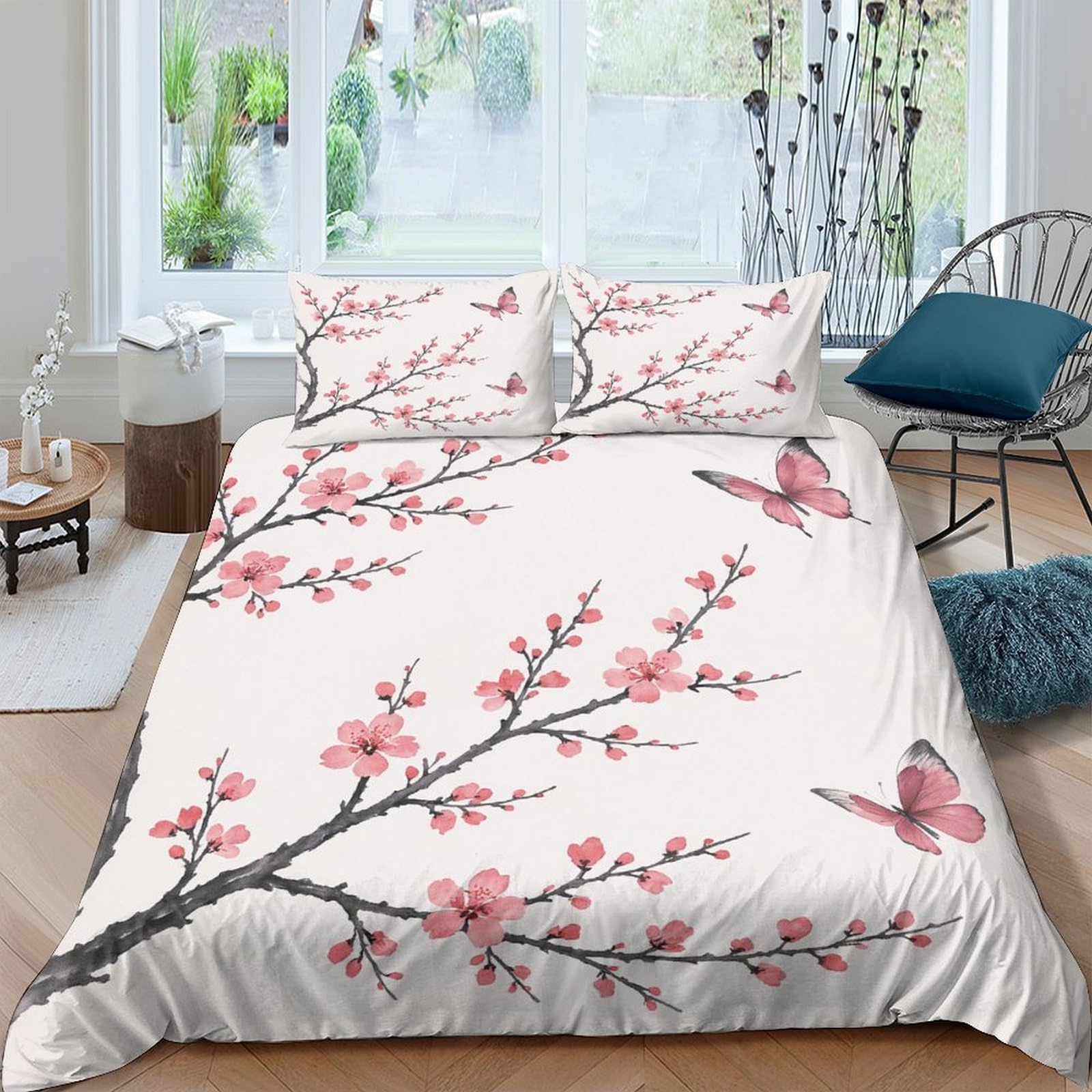 Ctjqhvkz Style-9 3D Printed Cherry Blossom Fitted Sheet Microfiber Soft Bedroom Decor Bird Branch Mattress Cover For Home Dorm Use Single（135X200cm）