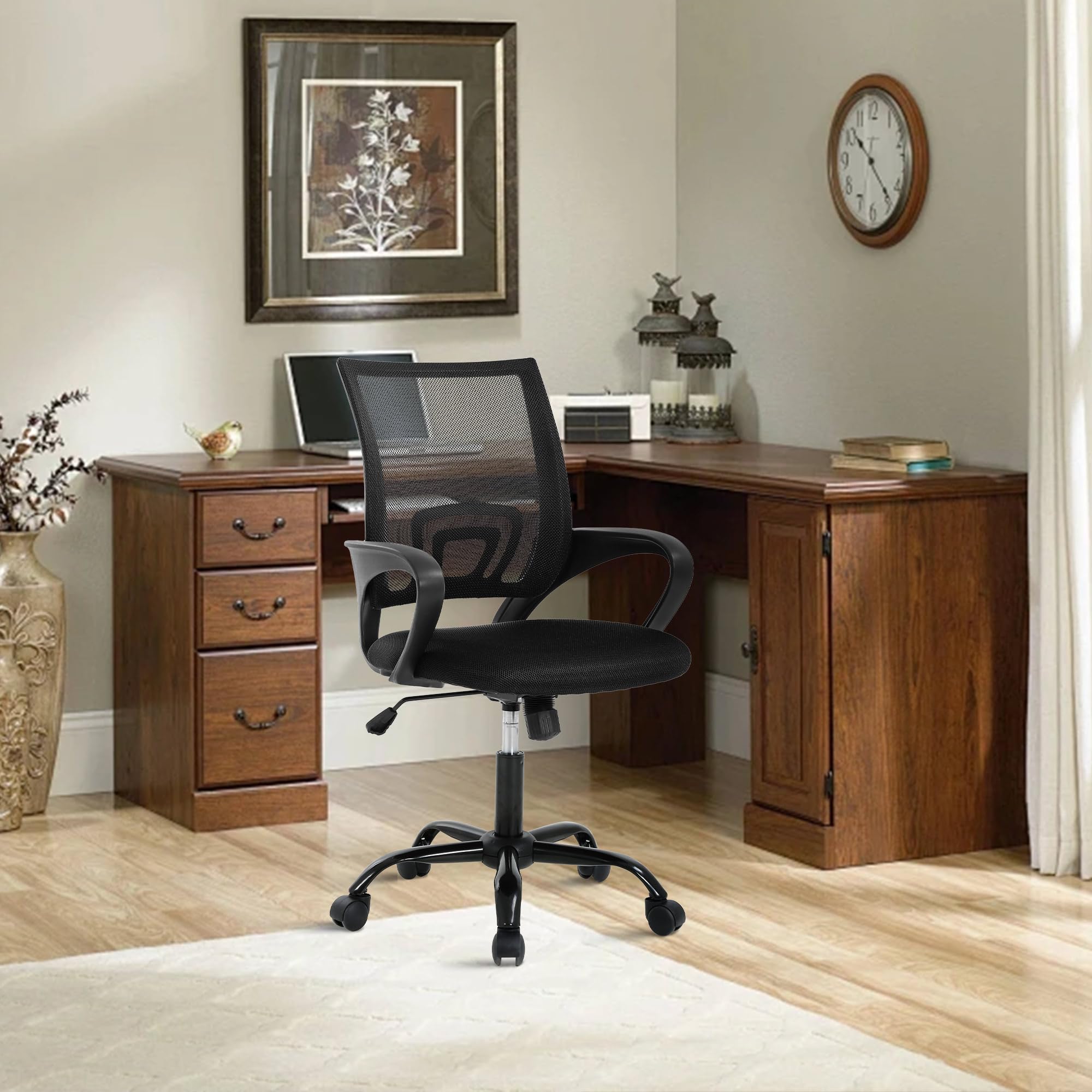 Comfy Office Chairs with Mid Mesh Back Lumbar Support Home Office Desk Chairs Ergonomic Computer Chair with Seat