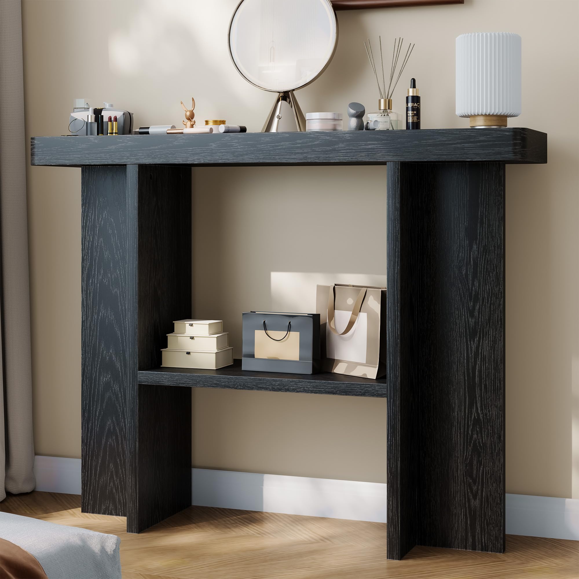 senlin Sofa Table, 47 Inch Console Table, Narrow Entryway Table for Hallway, Behind The Couch, Living Room, Foyer, Easy Assembly(Black)