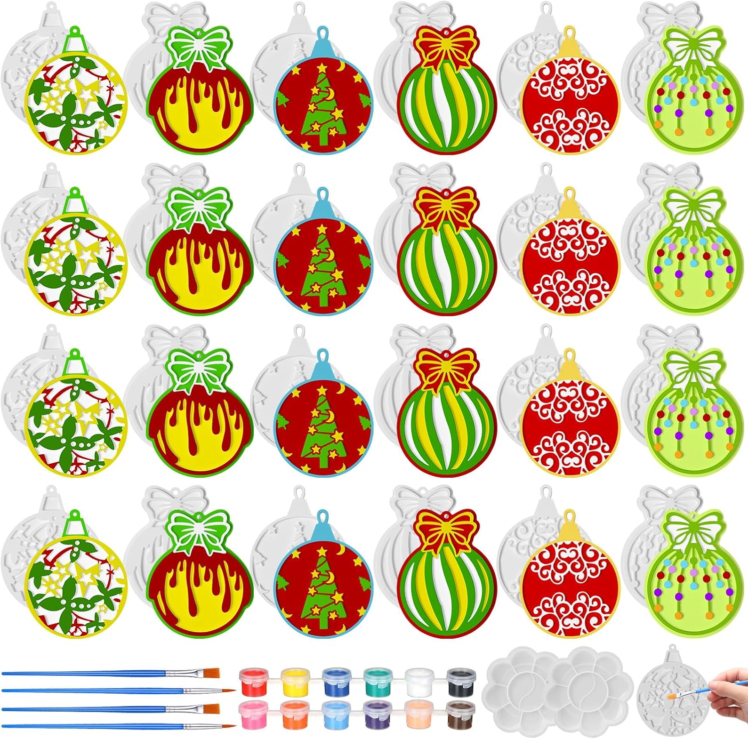 Syhood 24 Pcs Ceramic to Paint Christmas Ball Ornaments