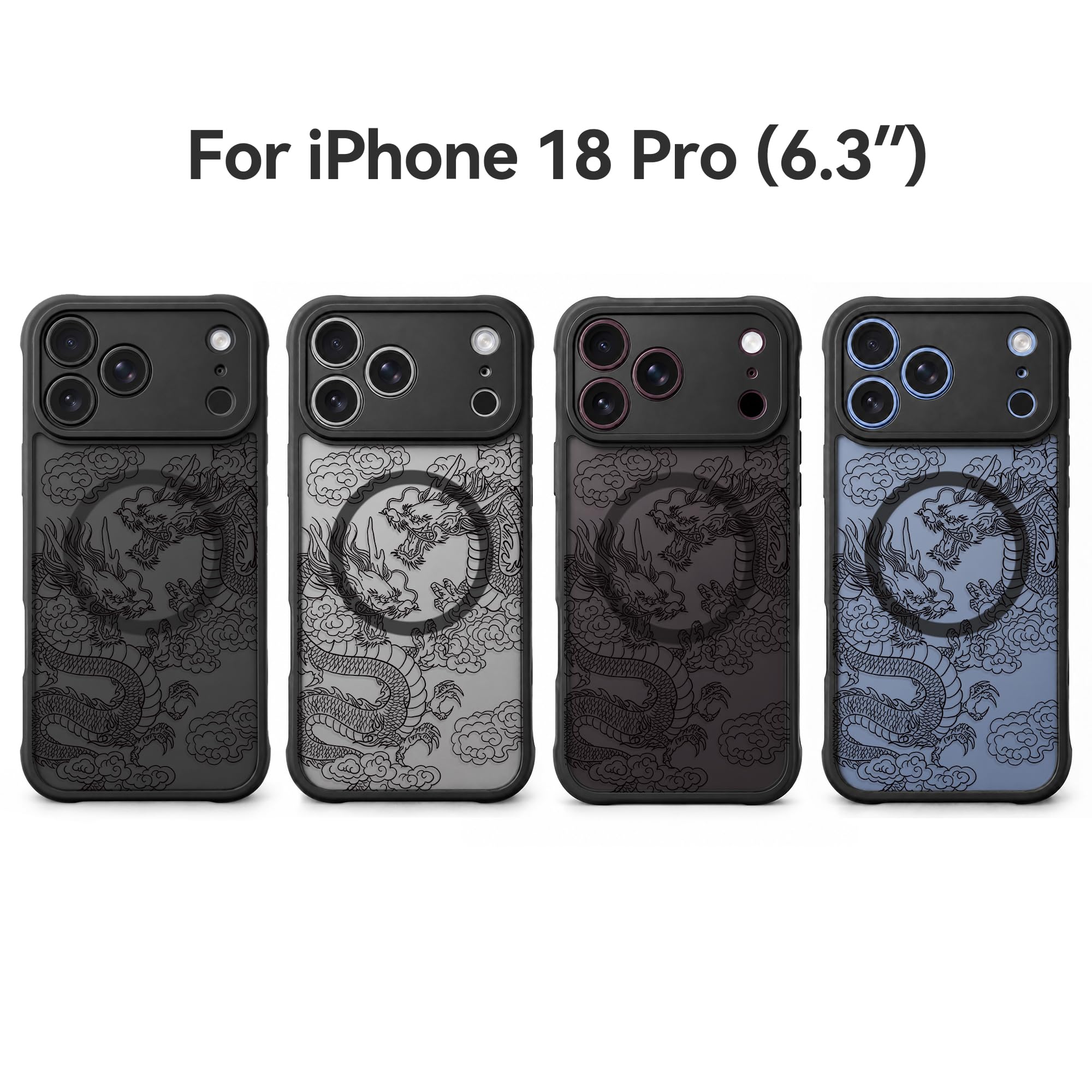 per iPhone 12 Pro Custodia estetica nera, drago