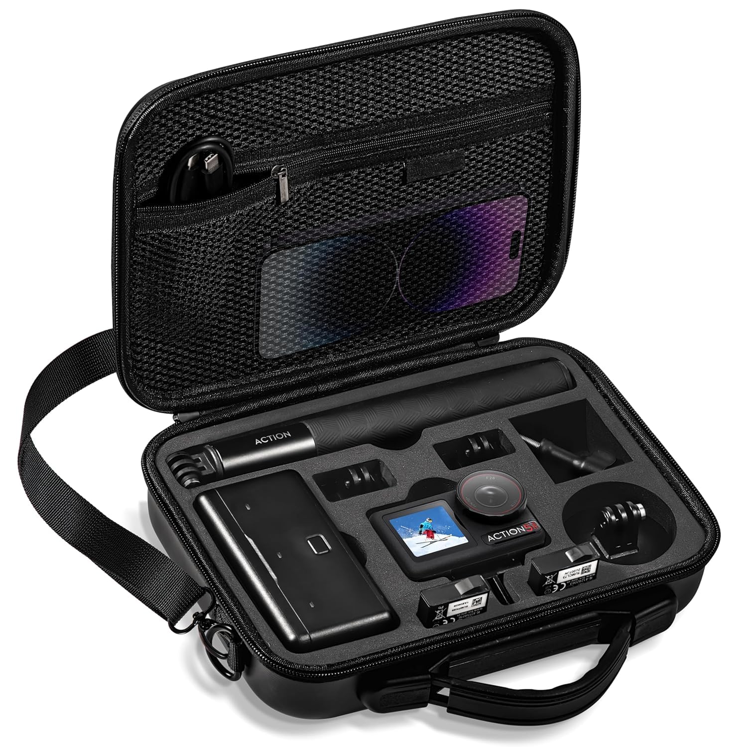 Sounce Action 3 Carrying Case for DJI OSMO Action 3/Action 4/5Pro Camera, Hard Shell Bag Storage Bag with Shoulder Strap Travel Case for DJI OSMO Action 3/4/5pro Camera