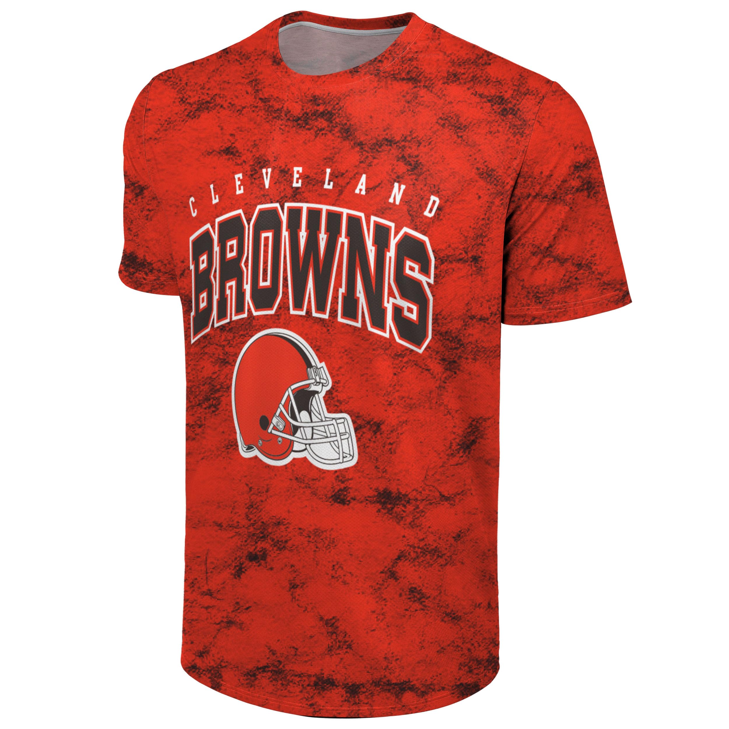 FOCO NFL Men's Officially Licensed Big Logo Wordmark Camo Performance Game Day Team Color Crewneck T-Shirt, Cleveland Browns - Orange, S