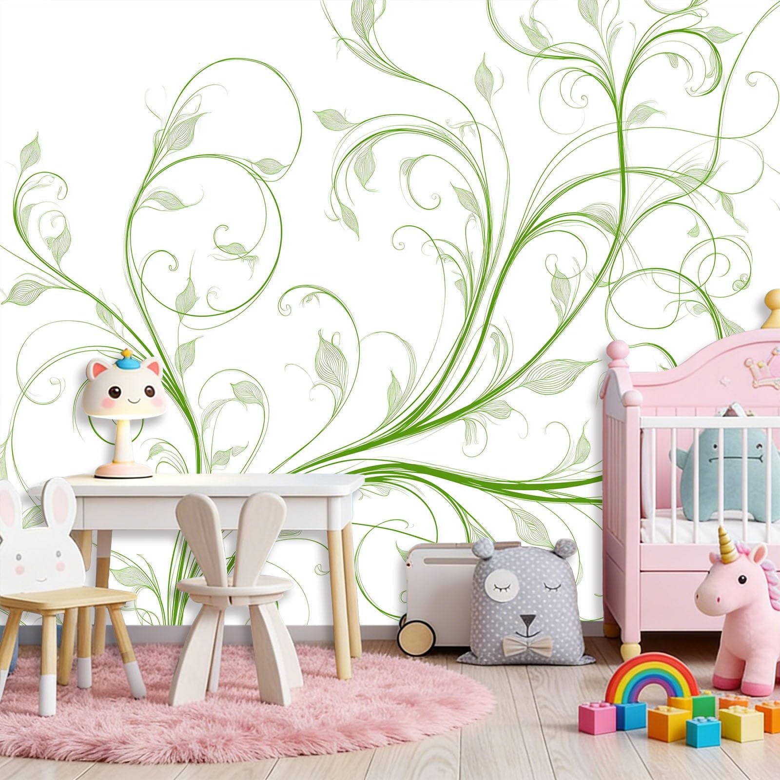 Tapeta wirujące linie 400 x 280 cm, styl abstrakcyjny plakat fototapeta tapeta dekoracja ścienna salon sypialnia pokój dziecięcy, zielony