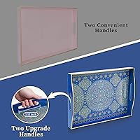 Vista 59 de Gifturbo Bandeja negra para servir, bandejas decorativas de mármol con asas, bandeja de mesa auxiliar, bandejas de plástico rectangulares otomanas