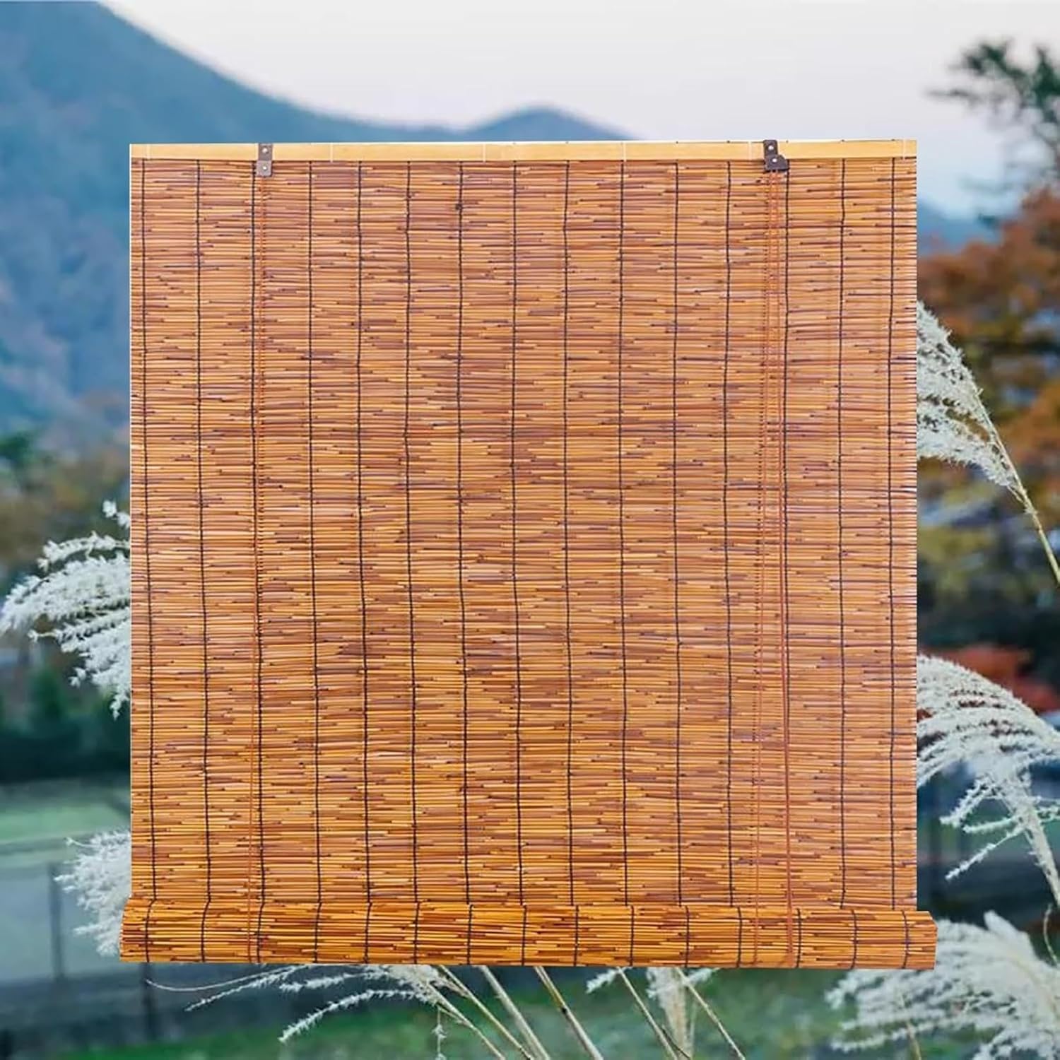 葦カーテン、ローマンカーテンレト、ロパーティションローラーブラインド、室内用 焼竹すだれ、洗濯可天然すだれ、遮光目隠しロールスクリー