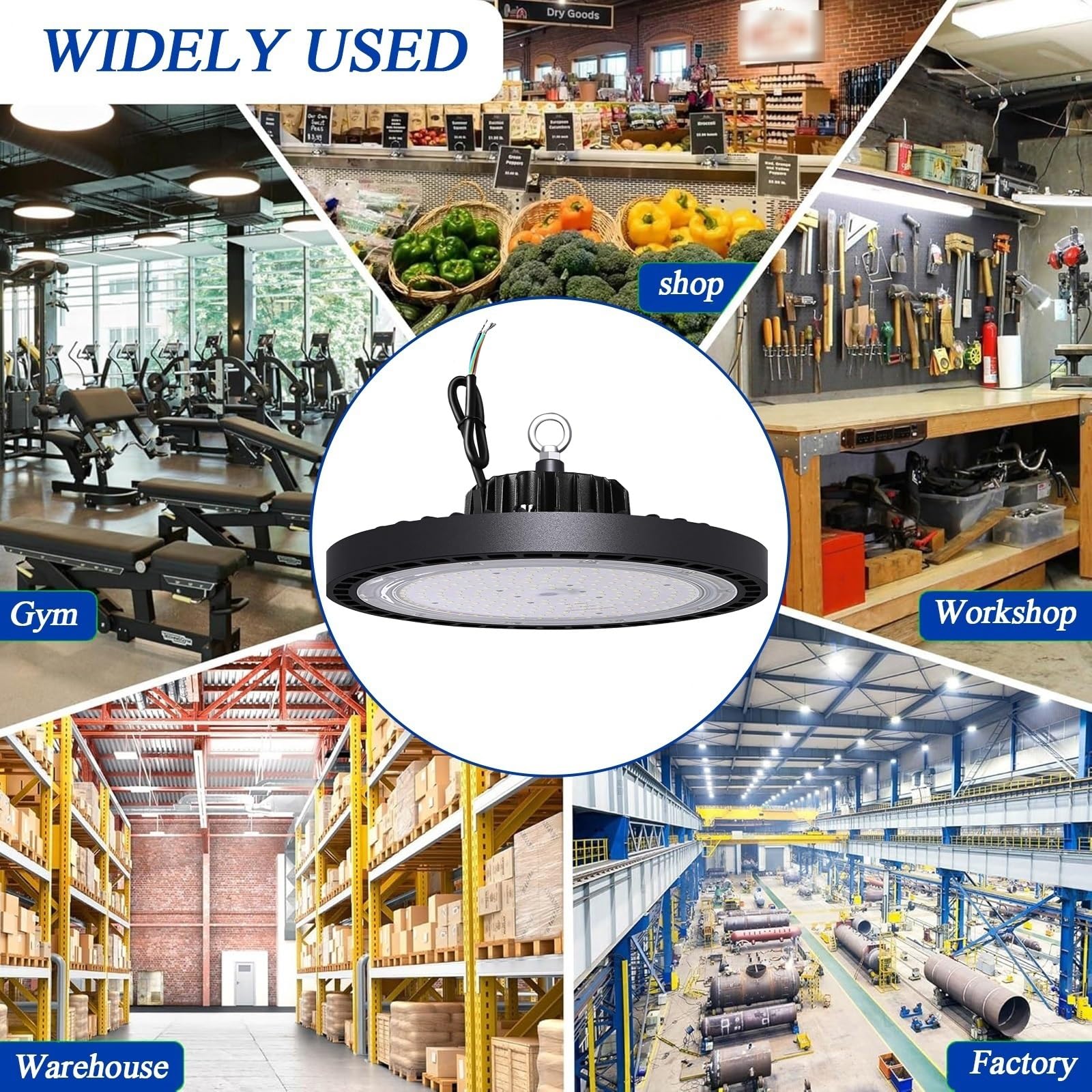 4-Pack UFO LED High Bay Lights 200W 42 000LM High Bay Shop Lights IP65 6500K 100W 150W 85-277V — view 7