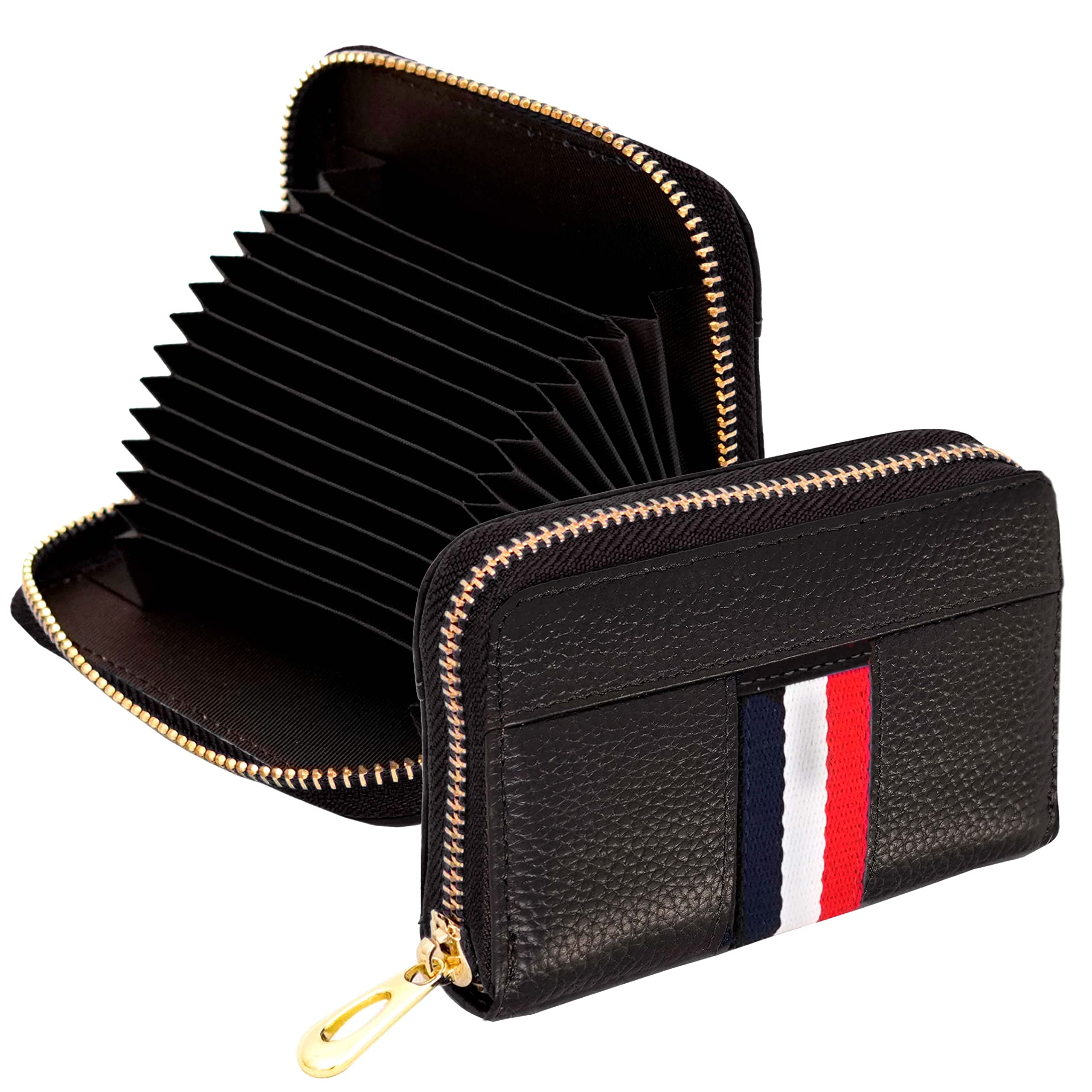 Storite 12 Slot PU Leather Credit Debit Card Holder Wallet Money Zipper Coin Purse for Men & Women - (Brown,10.75 x 8 x 2.5 cm)