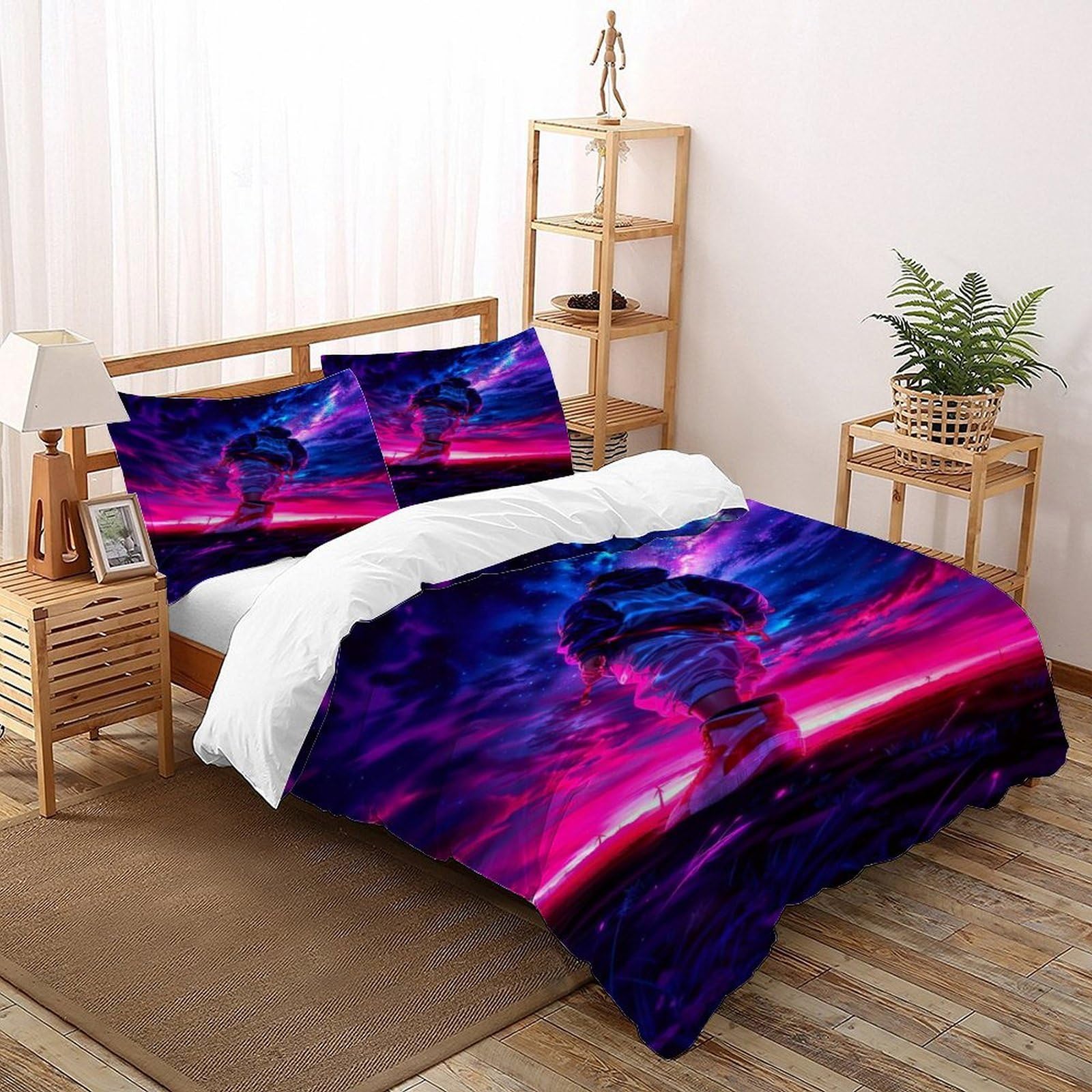 Housse de couette imprimée 260x220cm avec taie d'oreiller animal et fermeture