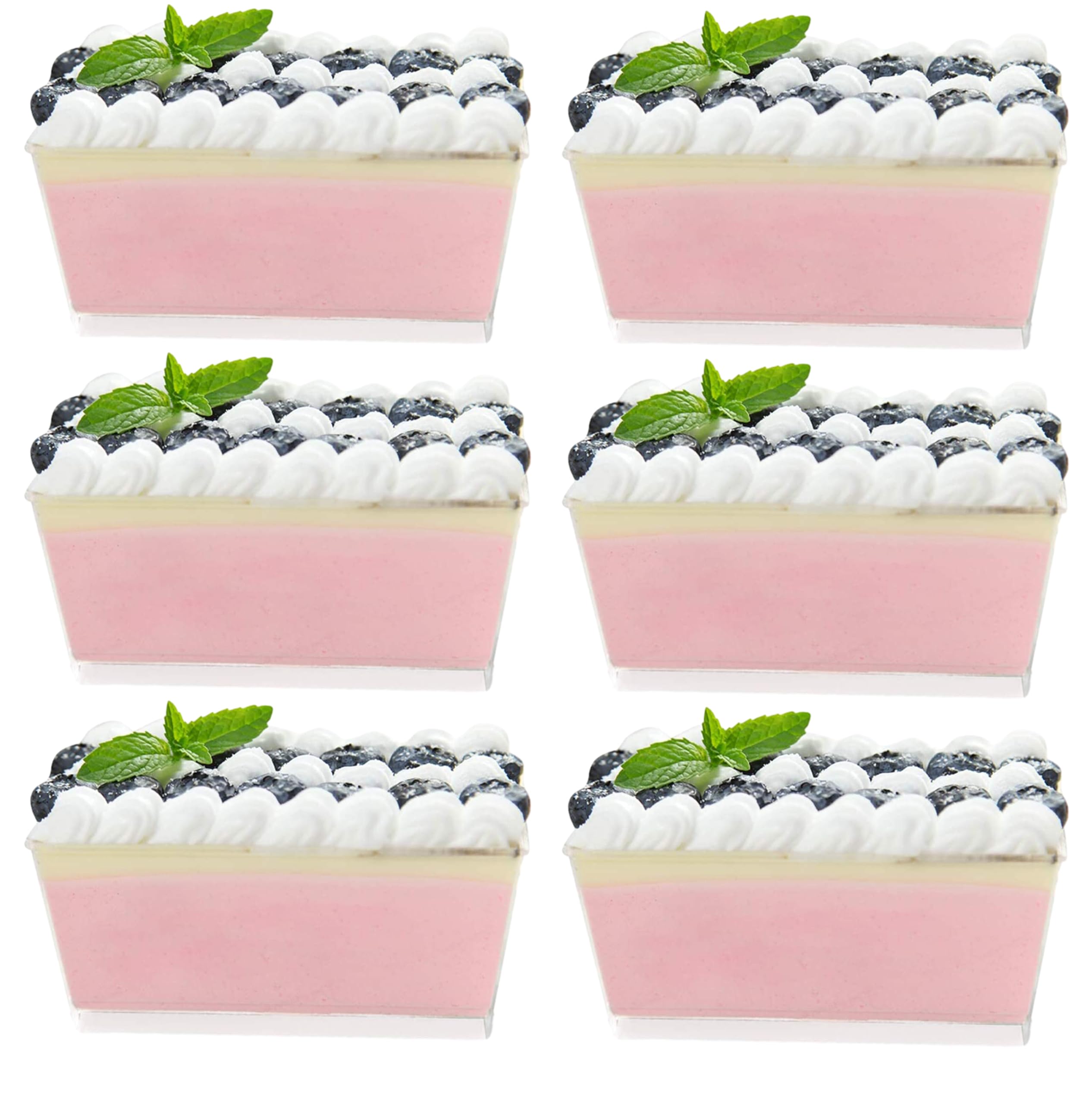 Sweet seven 50Pcs Clear Plastic Dessert Cups - 140ml Rectangle Parfait Appetizer Cups for Dessert, Pudding, Mousse, Party (9.8 x 4.7cm)
