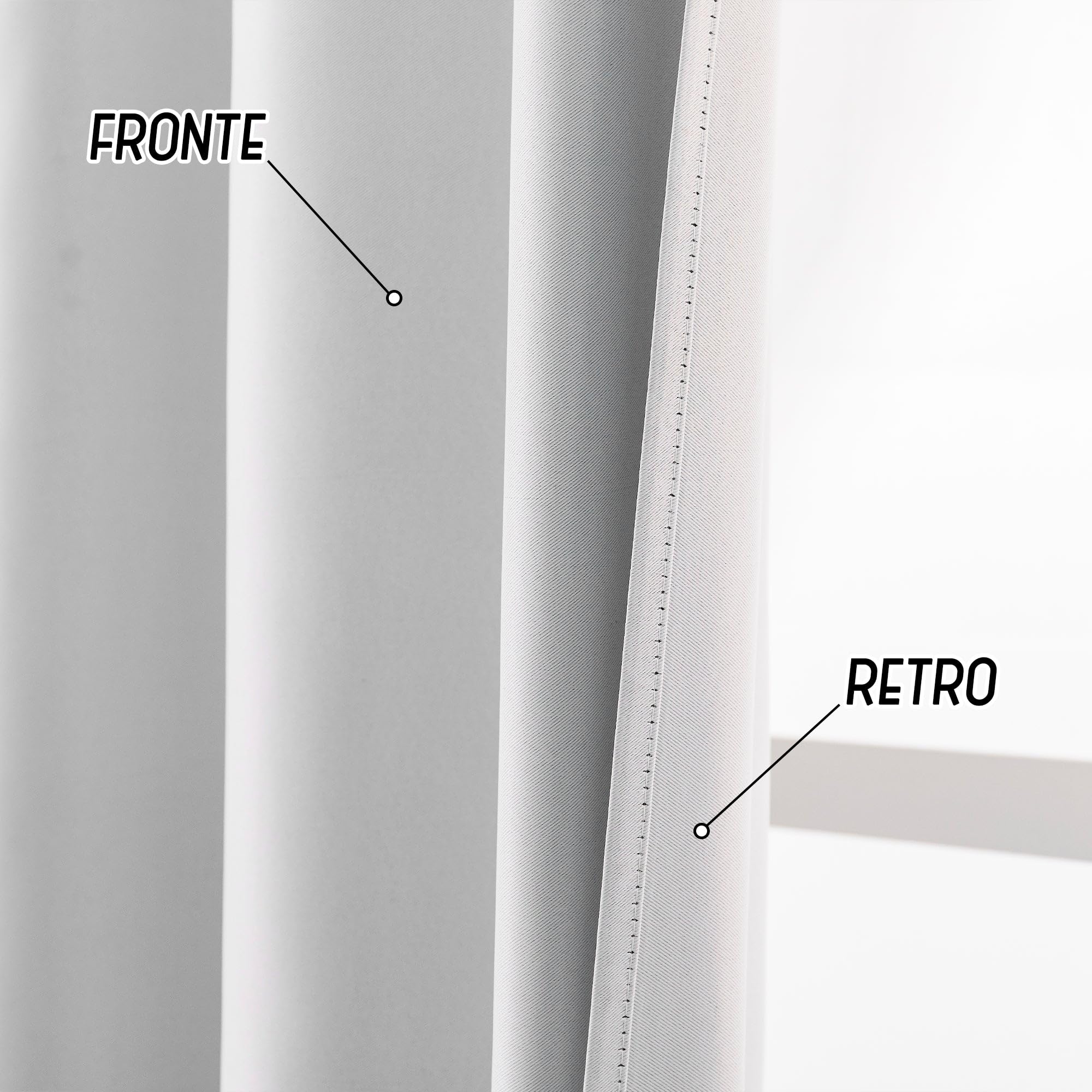 GIRASOLE HOME Coppia Tende Fiji Bianche Semi Oscuranti Termiche Morbide Tinta Unita 2 Pannelli da 55x220cm con Tasca, Bianco