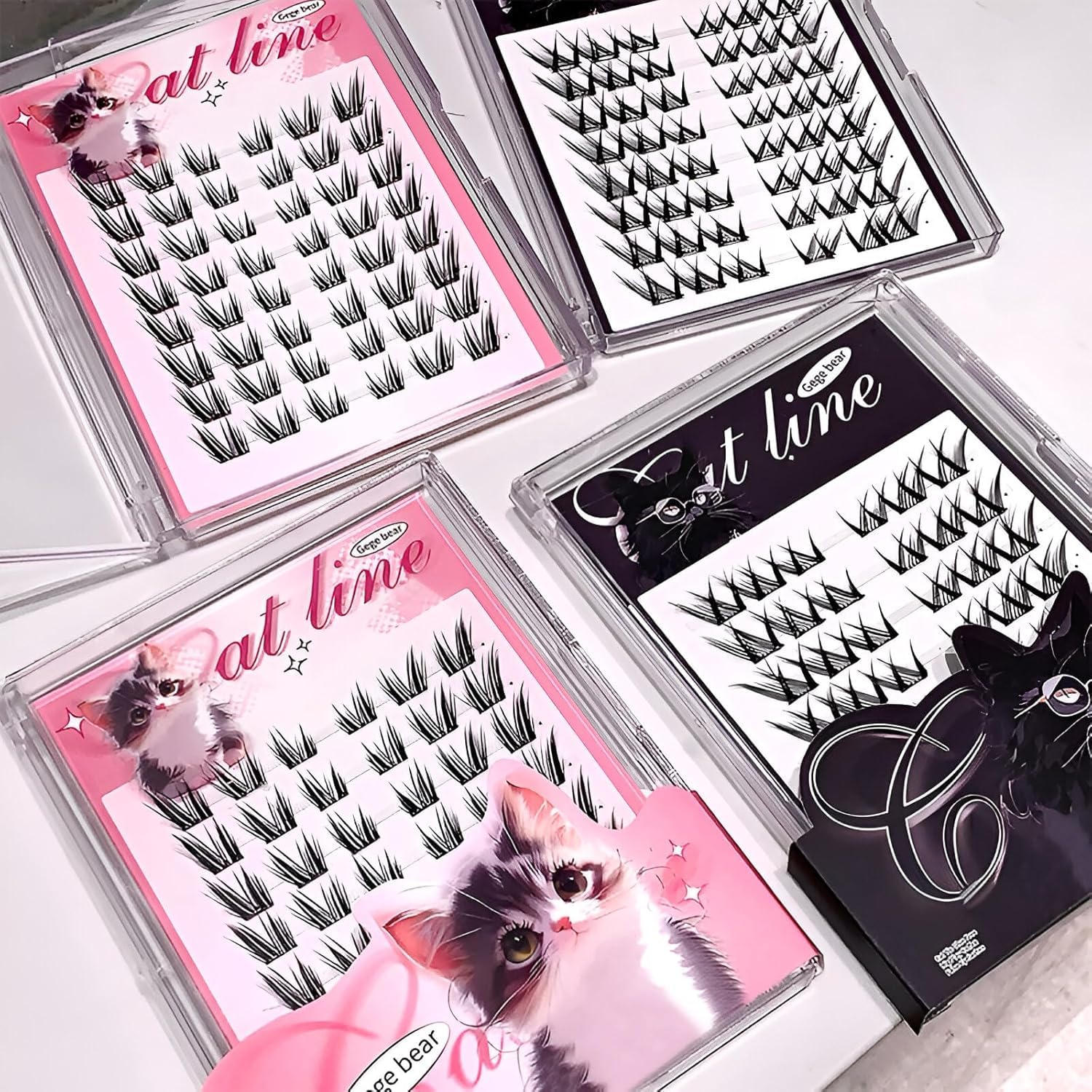 Gege Bear Cat Tie Glue Free Princess False Eyelashes | Kawaii Eye Makeup | Soft Lightweight Design | No-Mess Application | Reusable Wear | Soft Natural & Bold Dramatic Styles | Princess & Coffee Model Shades | Comfortable Long Wear | Perfect Eyelash For Teen Girls Women (01#The Princess of the Cat Department, 48Pcs)-picture-54