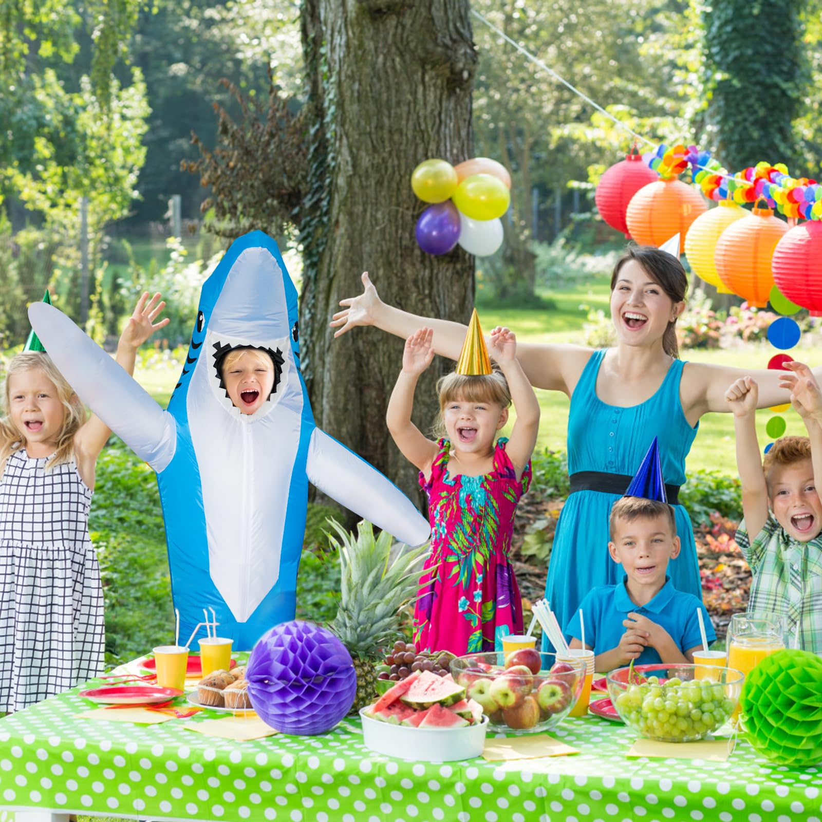 Poptrend Nadmuchiwany kostium rekina, kostiumy na Halloween dla nastolatków, dzieci, mężczyzn, kobiet, urocze kostiumy dmuchane, śmieszne, fantazyjne przebrania, kostiumy imprezowe