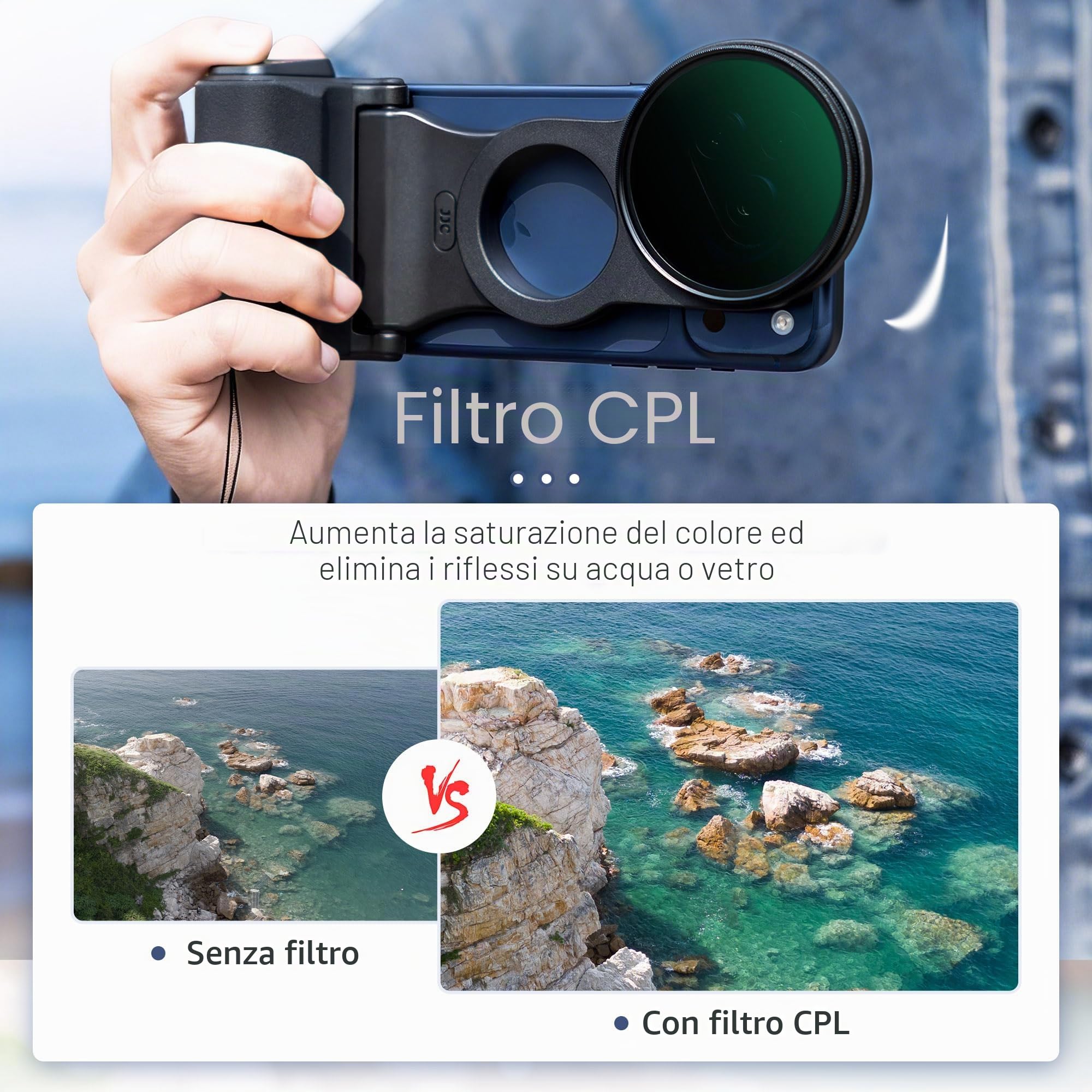 JJC Handgirp - Filtro magnetico per telefono, filtro CPL da 67 mm, kit 3 in 1 per iPhone 17 Pro Max/16 Pro Max/15 Pro Max/14 Pro Max, set di filtri magnetici a scatto per fotocamera