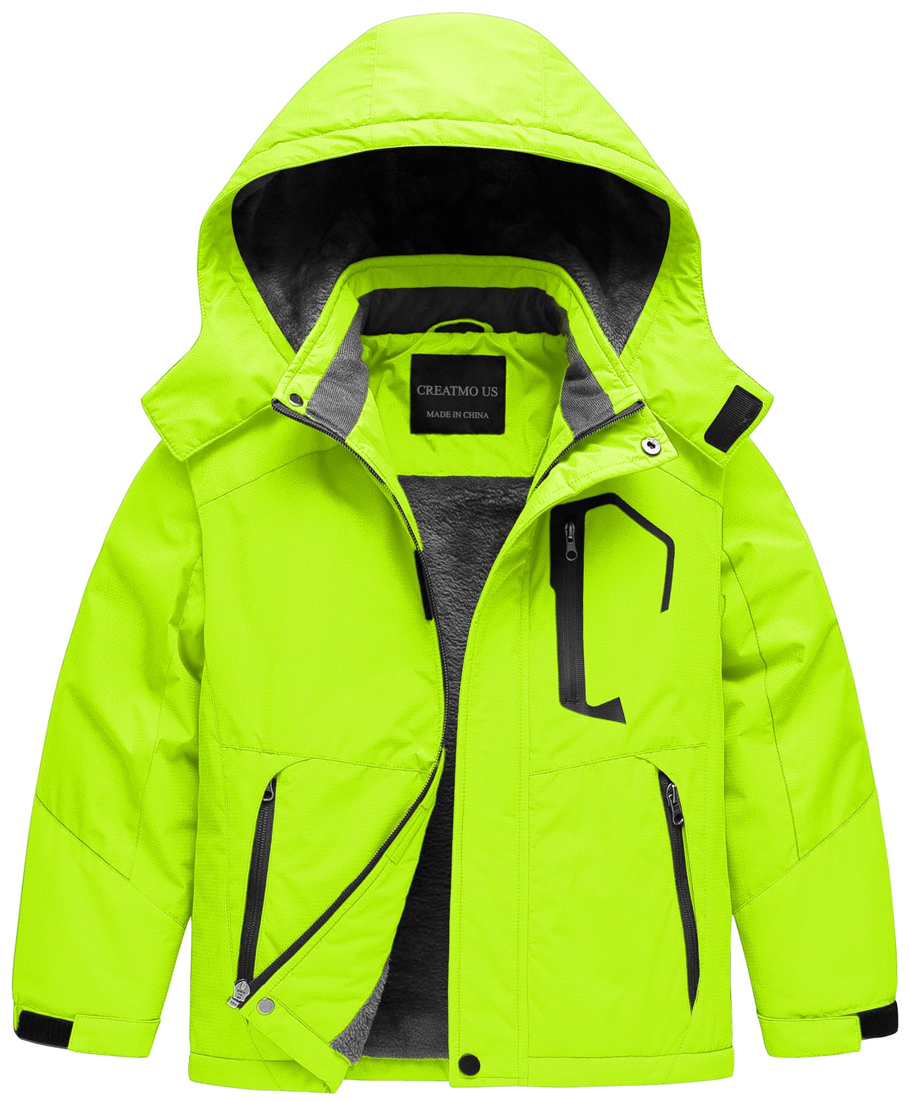 CREATMO US Boy's Waterproof Ski Jacket Warm Winter Snow Coat Windproof Snowboarding Rain Jacket