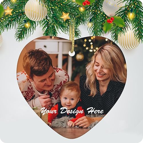 Adornos de Navidad personalizados con fotos para Navidad 2023, añade tu texto de imagen, decoración colgante de árbol de Navidad de cerámica, regalo