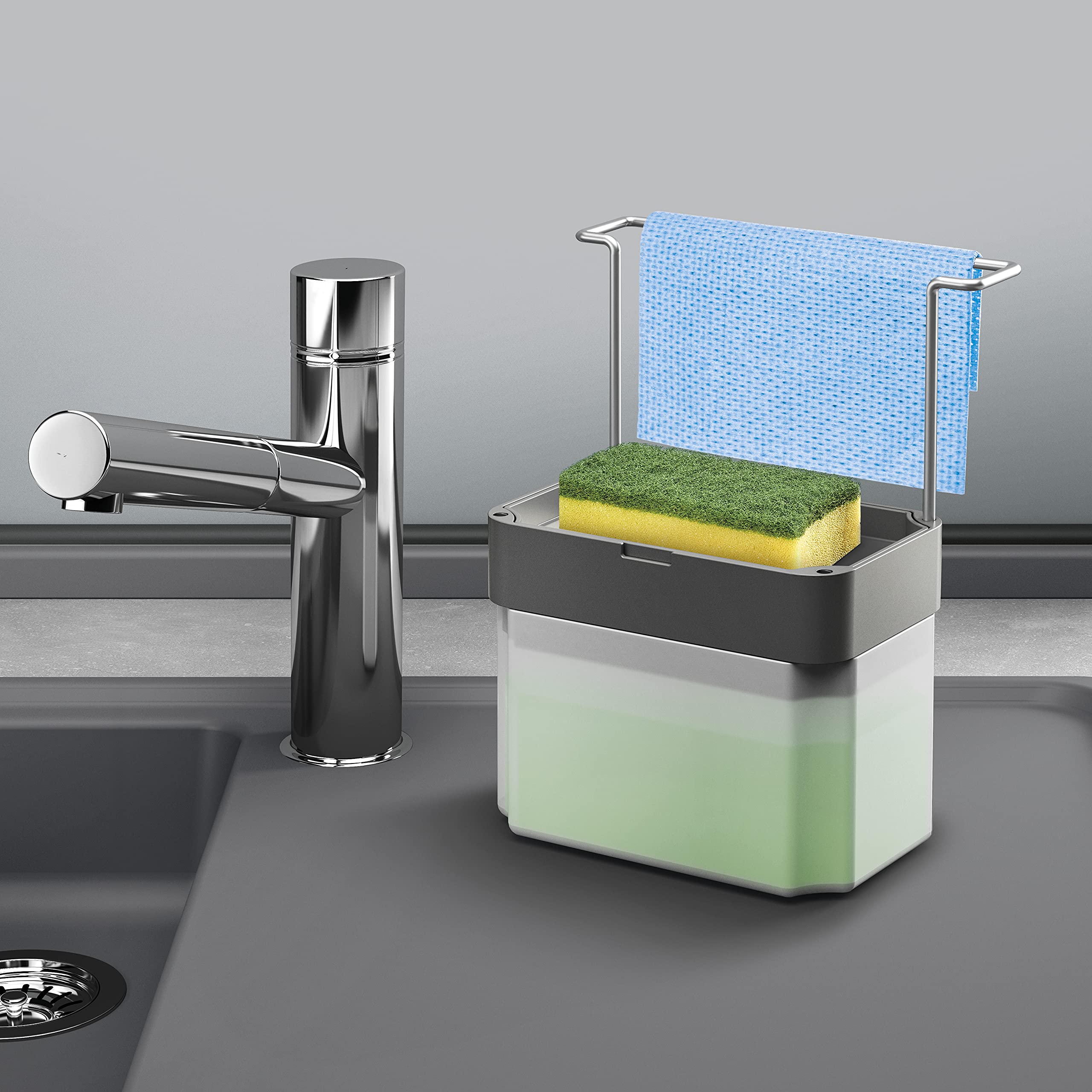Metaltex Soap Dispenser, Grey, 17 x 12 x 22 cm, 17x12x22 cm - Image 4
