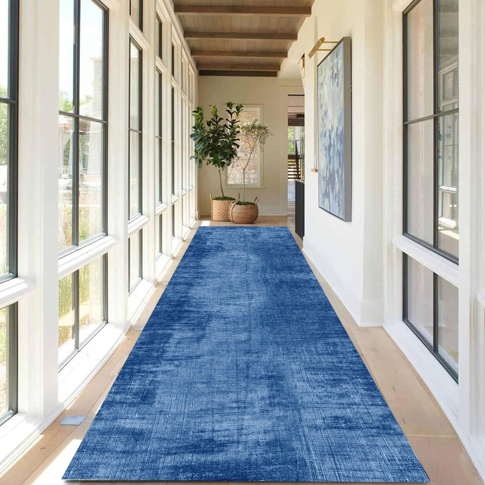 Tappeto blu lungo per corridoio, antiscivolo, lavabile, per porta, per scale, corridoio, ingresso, corridoio, moquette, 100 cm 1,5 m 2 m 250 cm 300 cm 4 m 5 m 6 m (Size : 120×300cm)