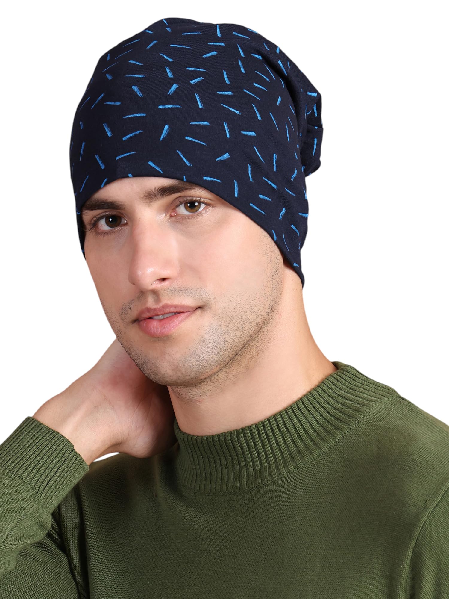 Mack JONNEY Men's Scarf (Cap_PRT-no.3-NVY_01_Navy Blue_Free Size)