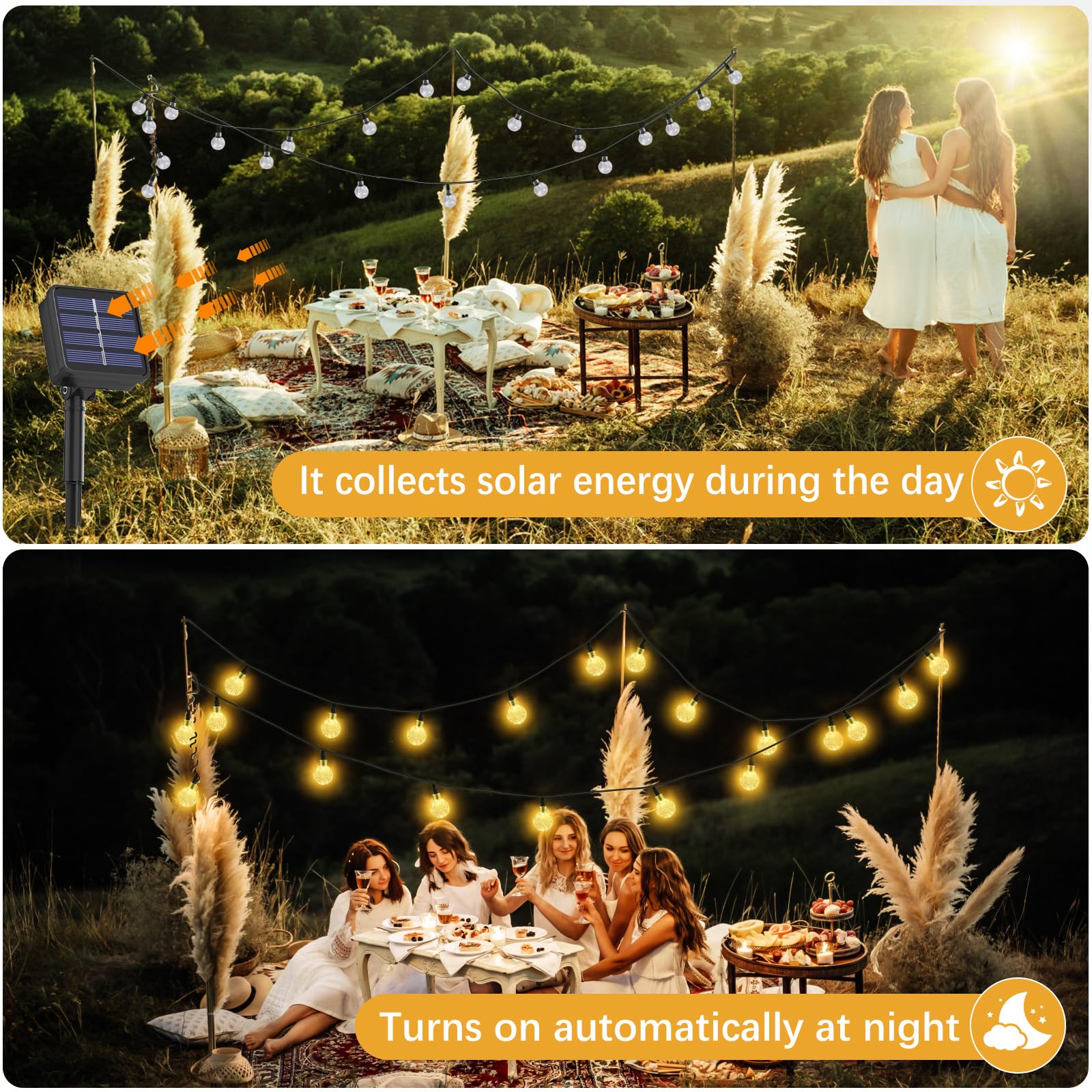 Luci Solari Esterno, 30LED/8.1M/8 Modalità Catena Luminosa Esterno, IP65 Impermeabile Luci Giardino Energia Solare per Festa, Campeggio, Balcone, Matrimonio, Gazebo(Bianco Caldo+ Funzione di Memoria)