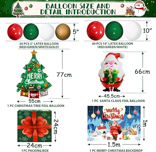 Miniatura 5 de Party Spot! Juego de 246 piezas de decoración de fiesta de Navidad, juegos de vajilla para 24 invitados, globos de papel de Navidad de Papá Noel,