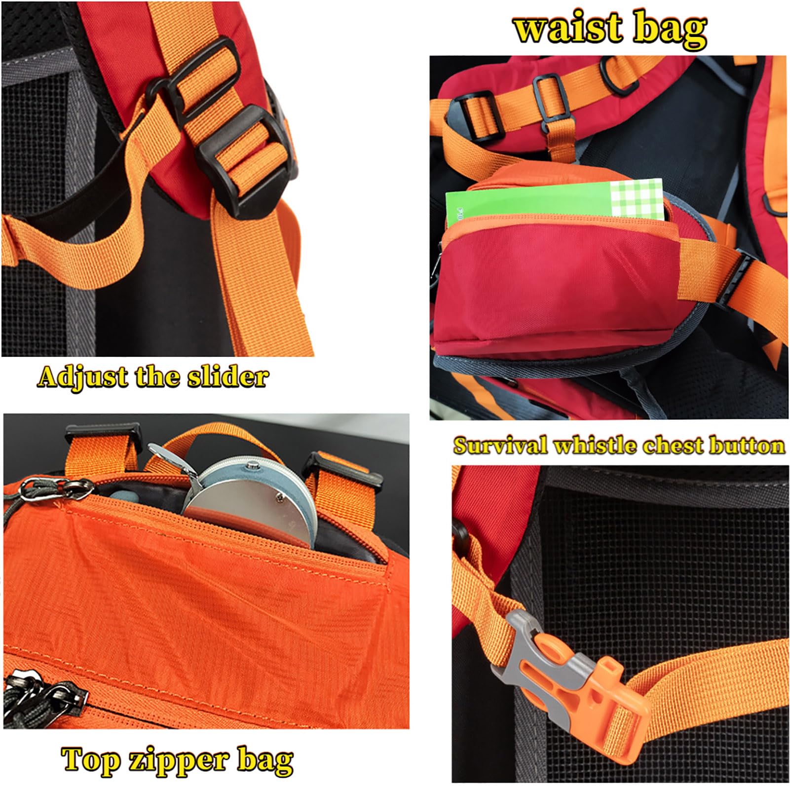 TY&WJ Zaino da Trekking 40L Traspirante, Grande Zaini da Viaggio Impermeabile con Telaio Rimovibile per Uomo E Donna Alpinismo